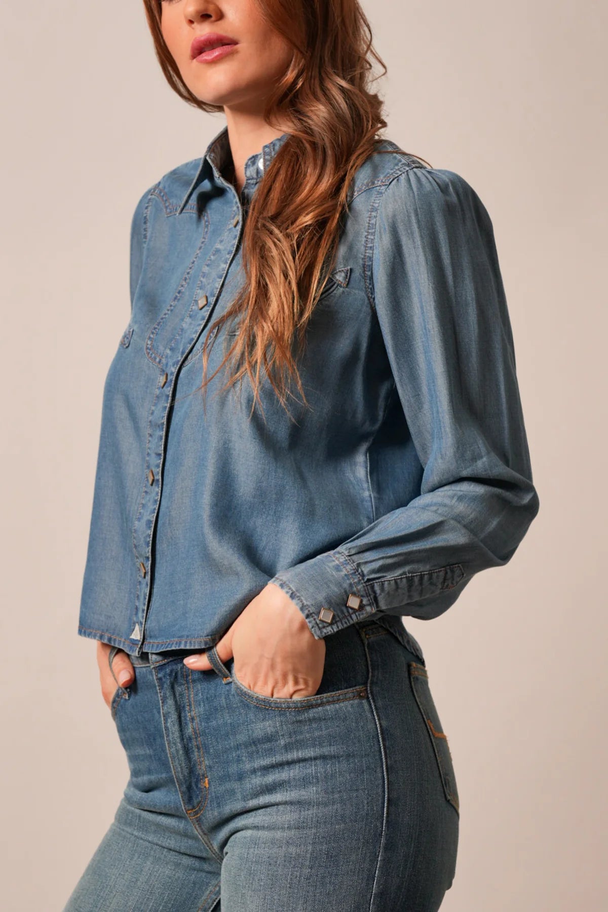 KIMES RANCH WOMENS CECE INDIGO LONG SLEEVE