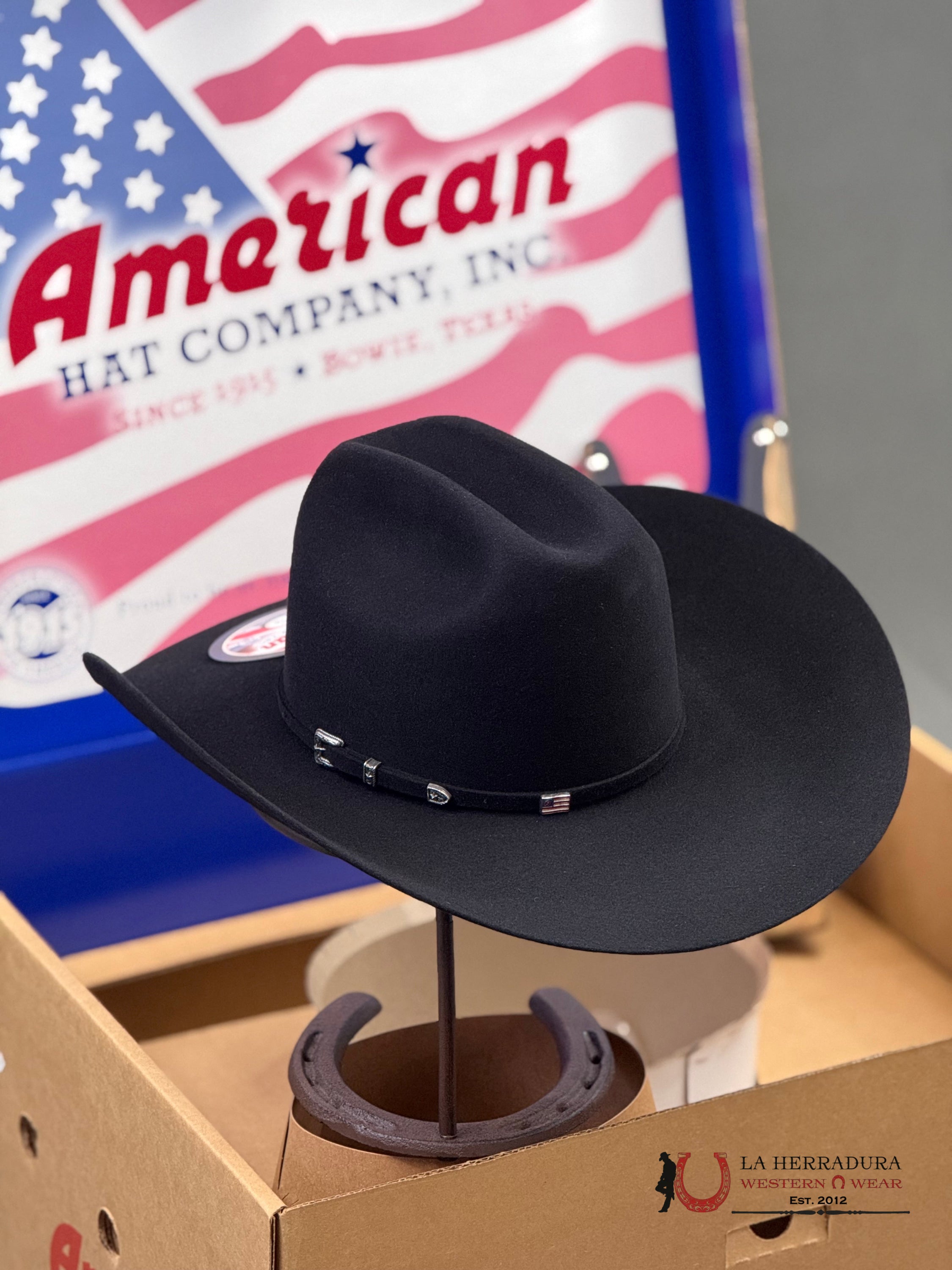 10X American Felt Hat Black Tejana