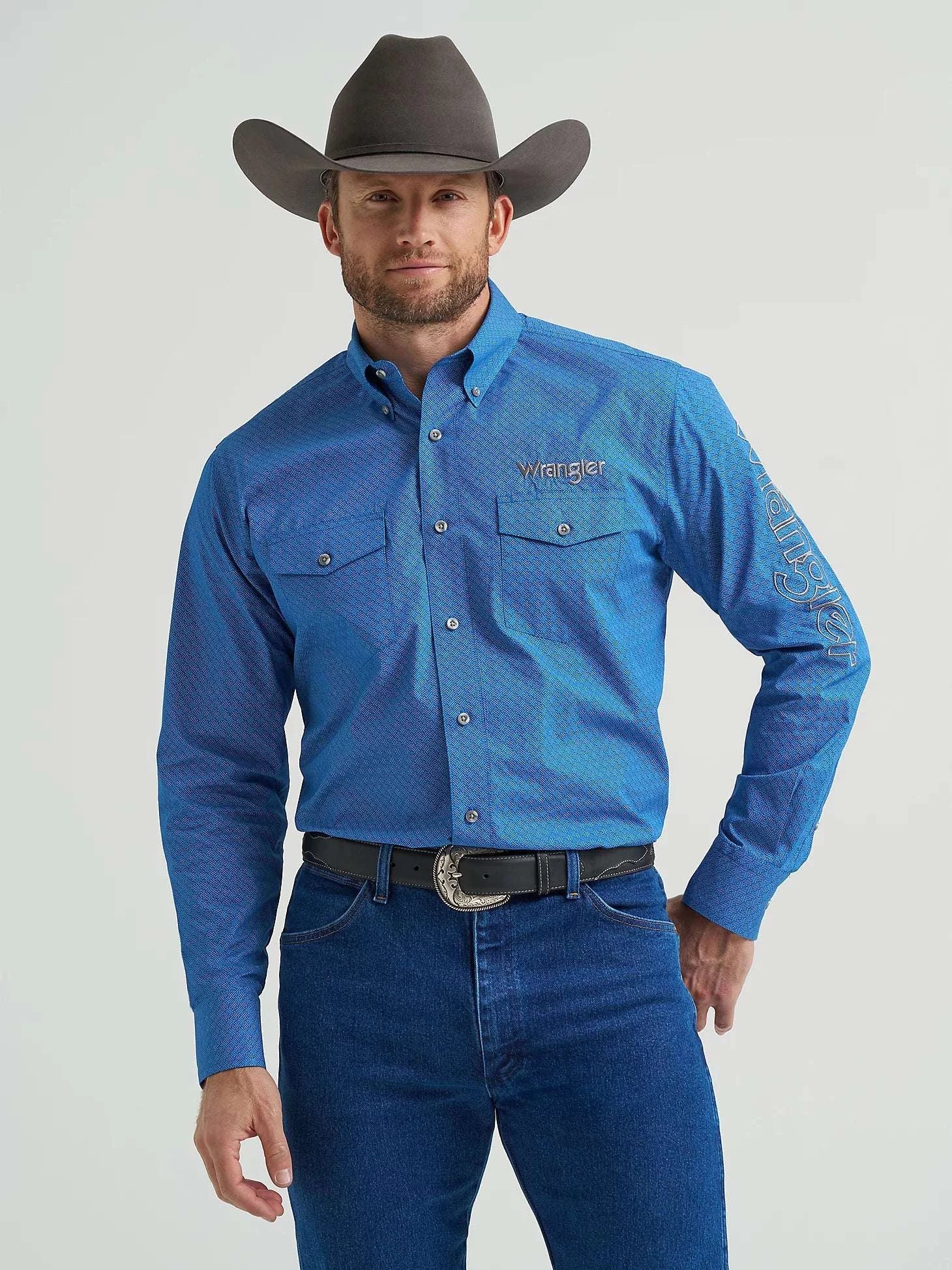 WRANGLER SHIRT CLASSIC FIT BLUE 112369443 Laherradurawwnc.com