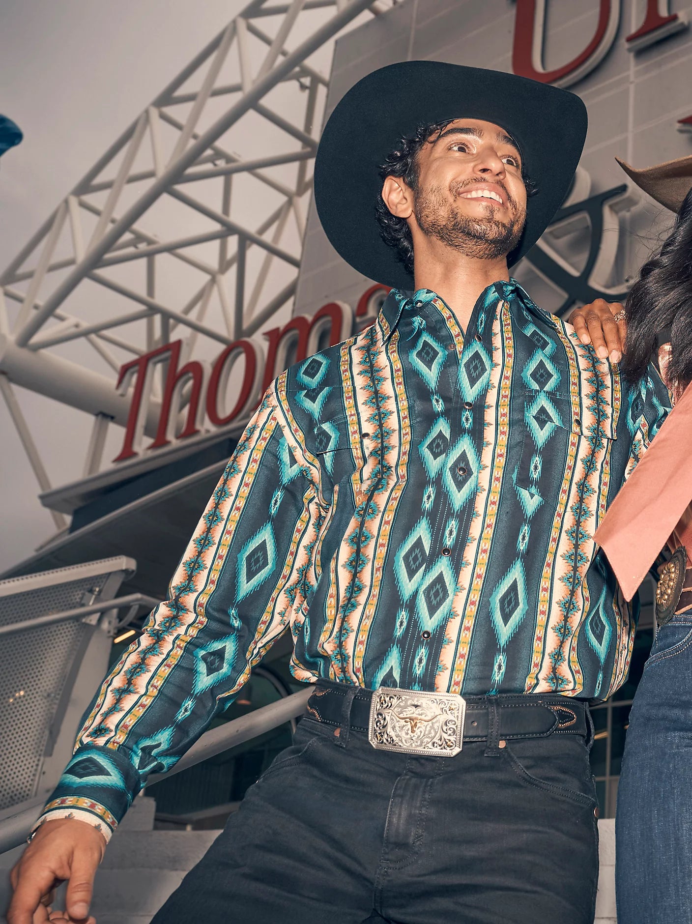 WRANGLER BLUE AZTEC LS SHIRT -112369467