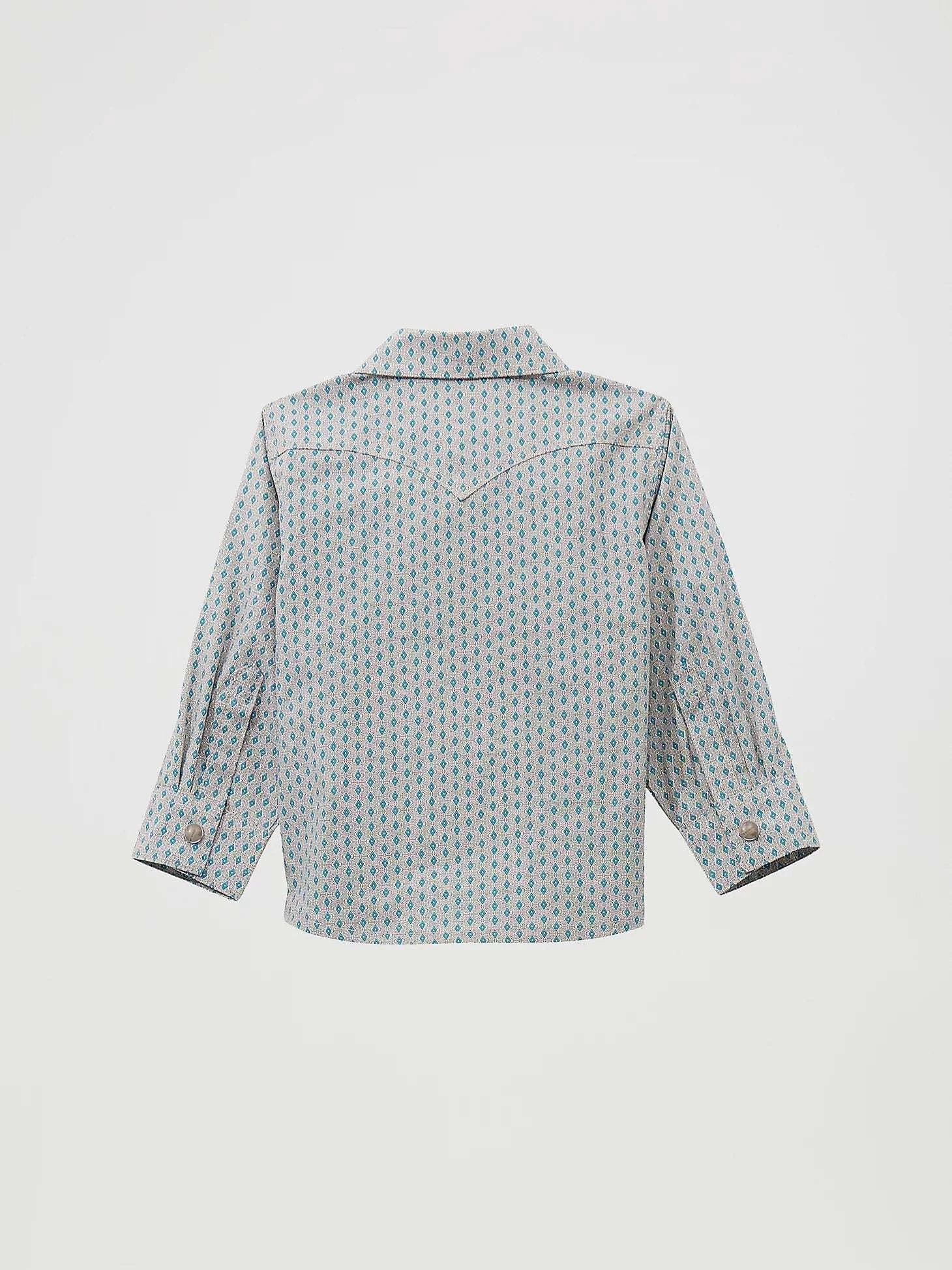 WRANGLER BOYS LONG SLEEVE WESTERN PRINT BLUE 112369525 Laherradurawwnc.com