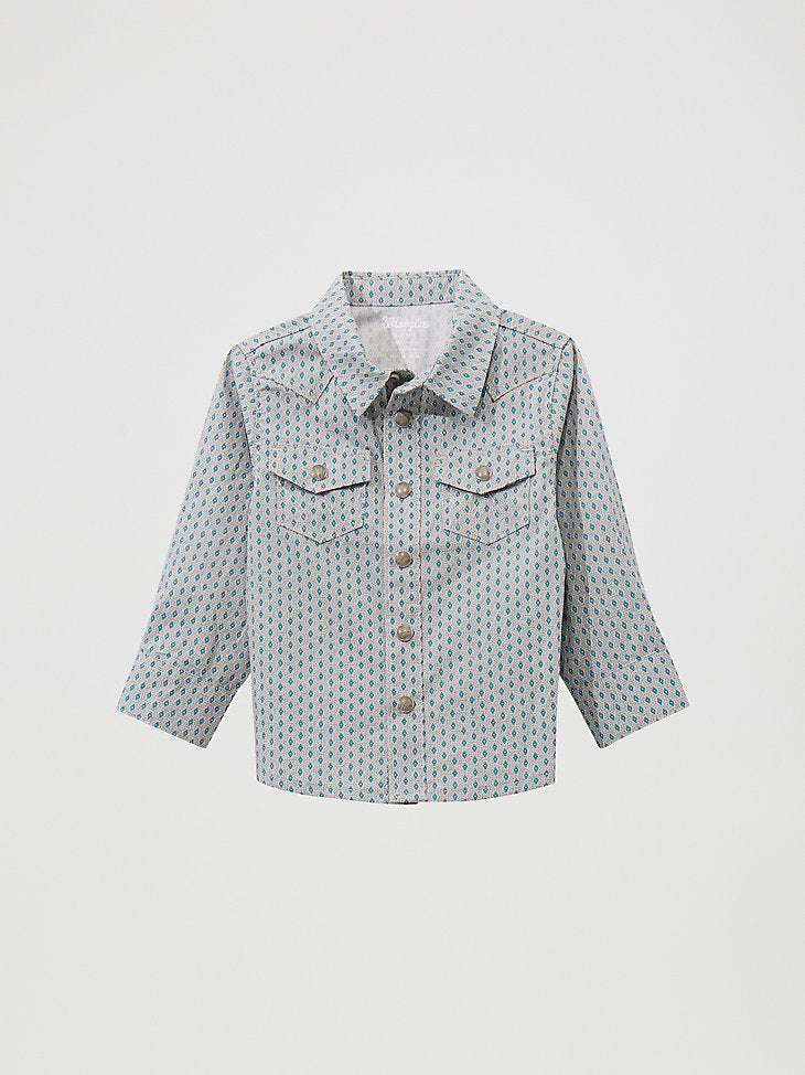WRANGLER BOYS LONG SLEEVE WESTERN PRINT BLUE 112369525 Laherradurawwnc.com