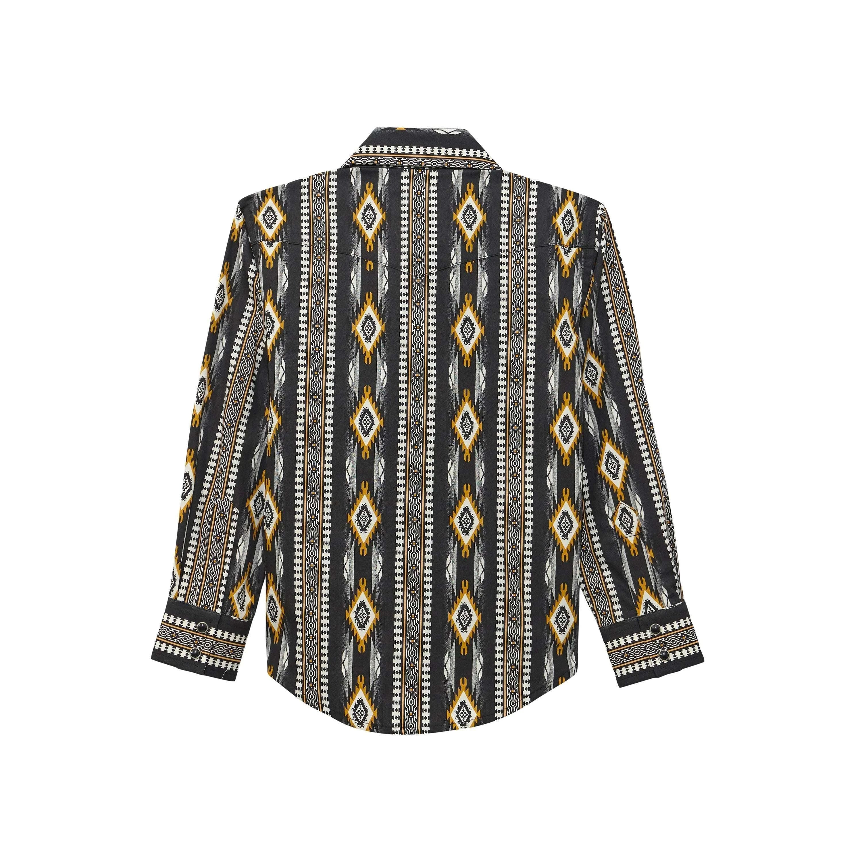 WRANGLER BOY PURAL SNAP LONG SLEEV SHIRT BLACK ORANG AZTEC SHIRT 112374911 Laherradurawwnc.com