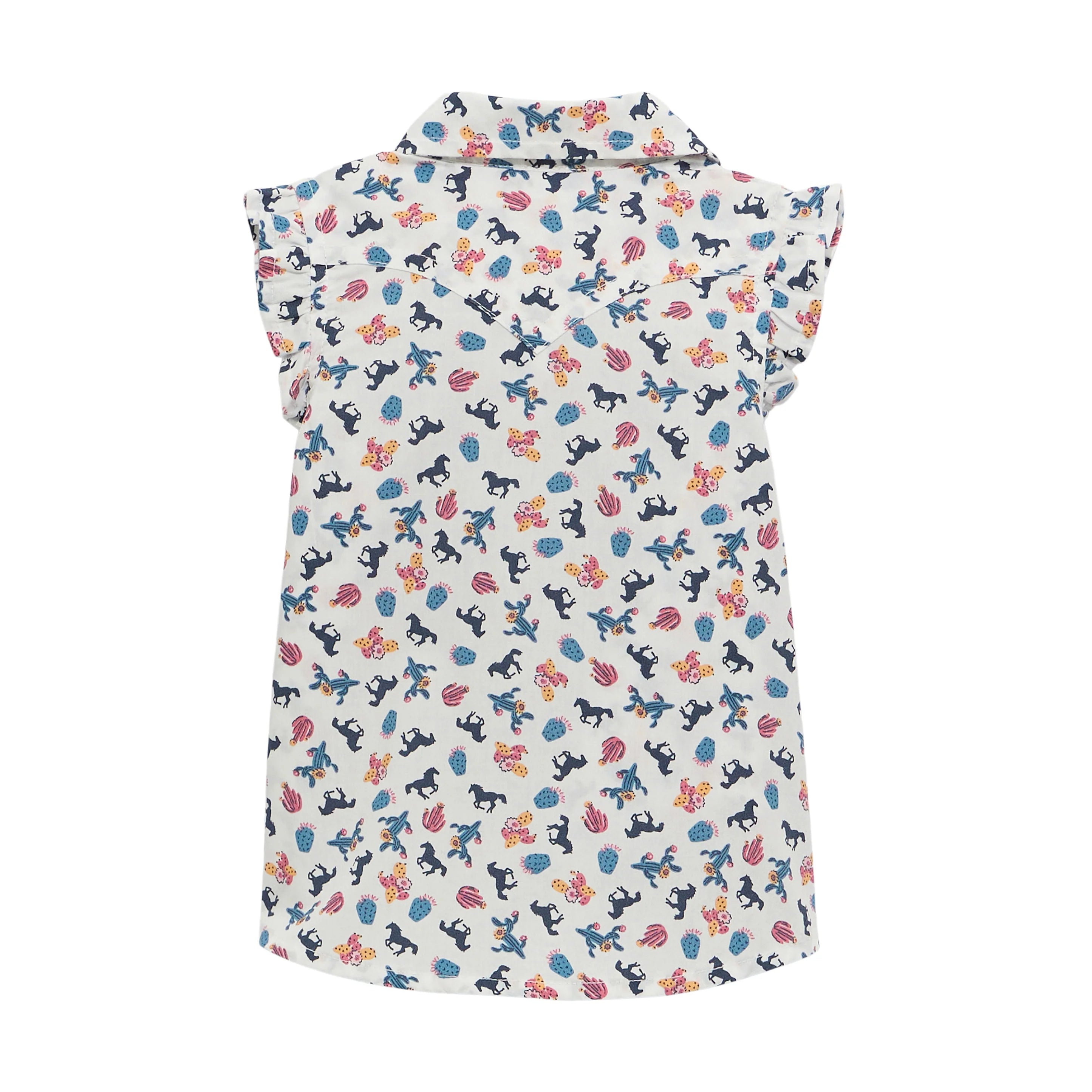 WRANGLER GIRLS PURALL SNAP SHORT SLEEVE CACTUS / HORSE SHIRT 112375235