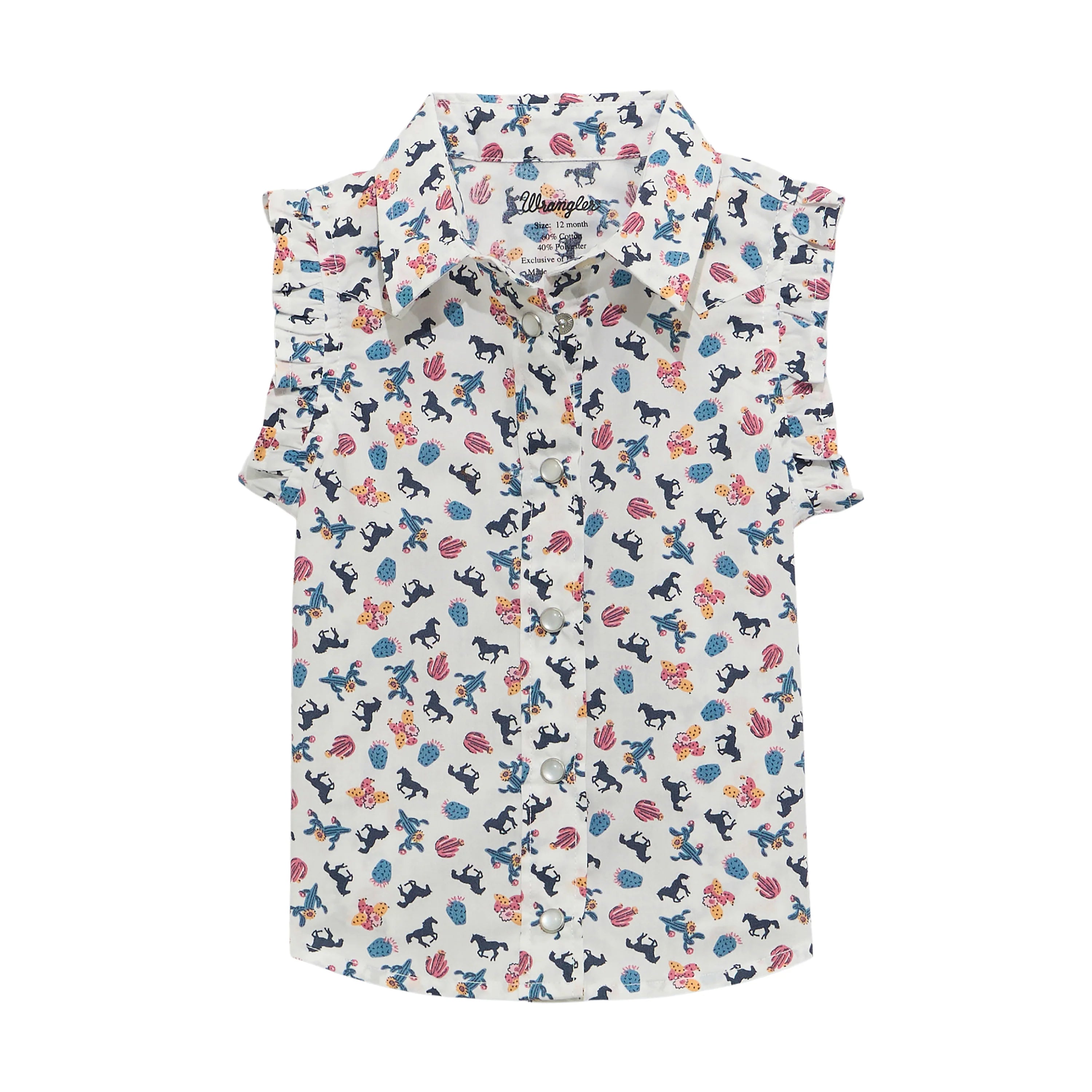 WRANGLER GIRLS PURALL SNAP SHORT SLEEVE CACTUS / HORSE SHIRT 112375235