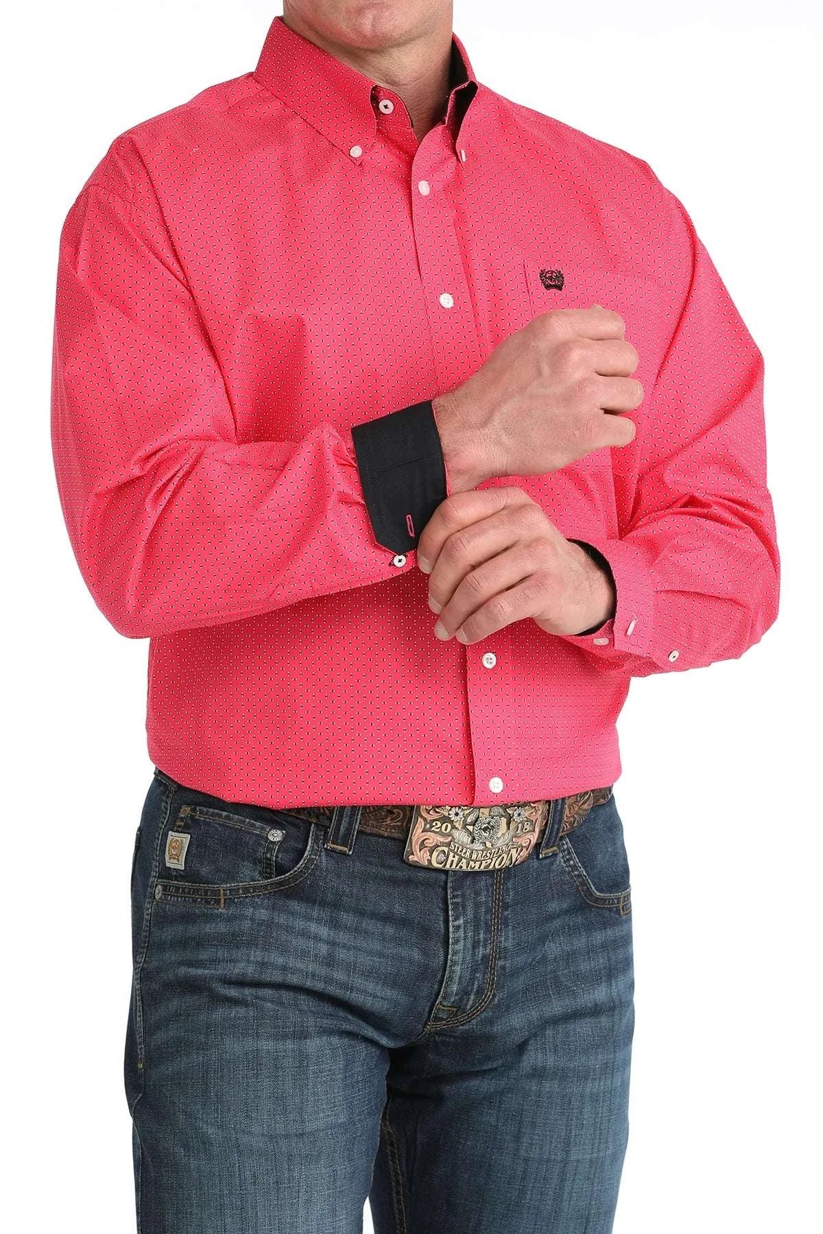 CINCH MENS SHIRT PINK MTW1106045 Laherradurawwnc.com
