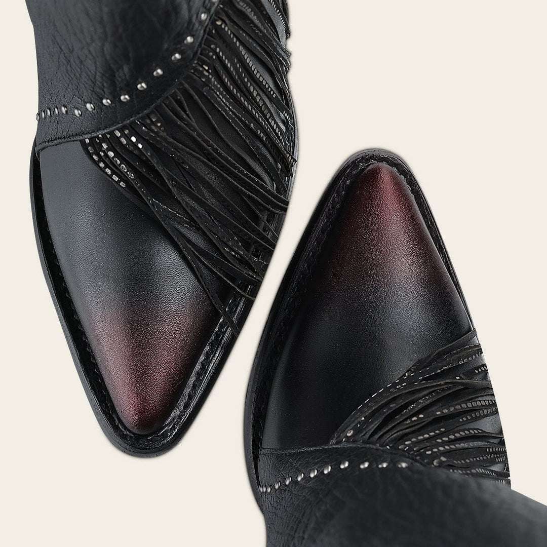 WOMEN’S CUADRA TALL BOOT RES CASTELLO NEGRO FRINGE POINTED TOE CC248 Laherradurawwnc.com