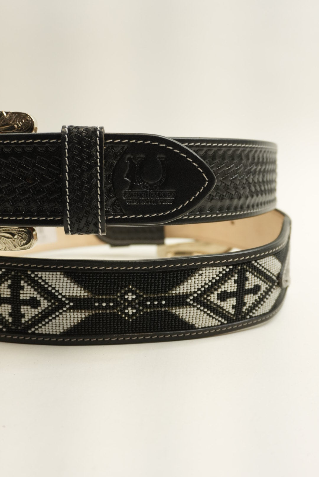 LA HERRADURA BELT 2 INCH AZTEC BLACK/WHITE NEW DESIGN
