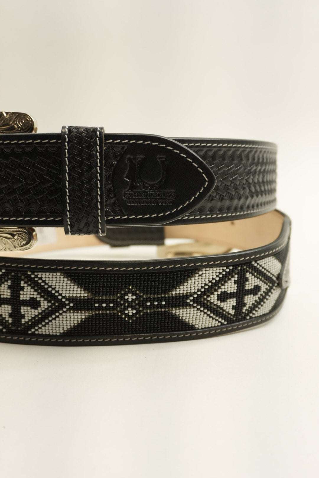 LA HERRADURA BLACK BELT 2 INCH AZTEC BLACK/WHITE NEW DESIGN Laherradurawwnc.com