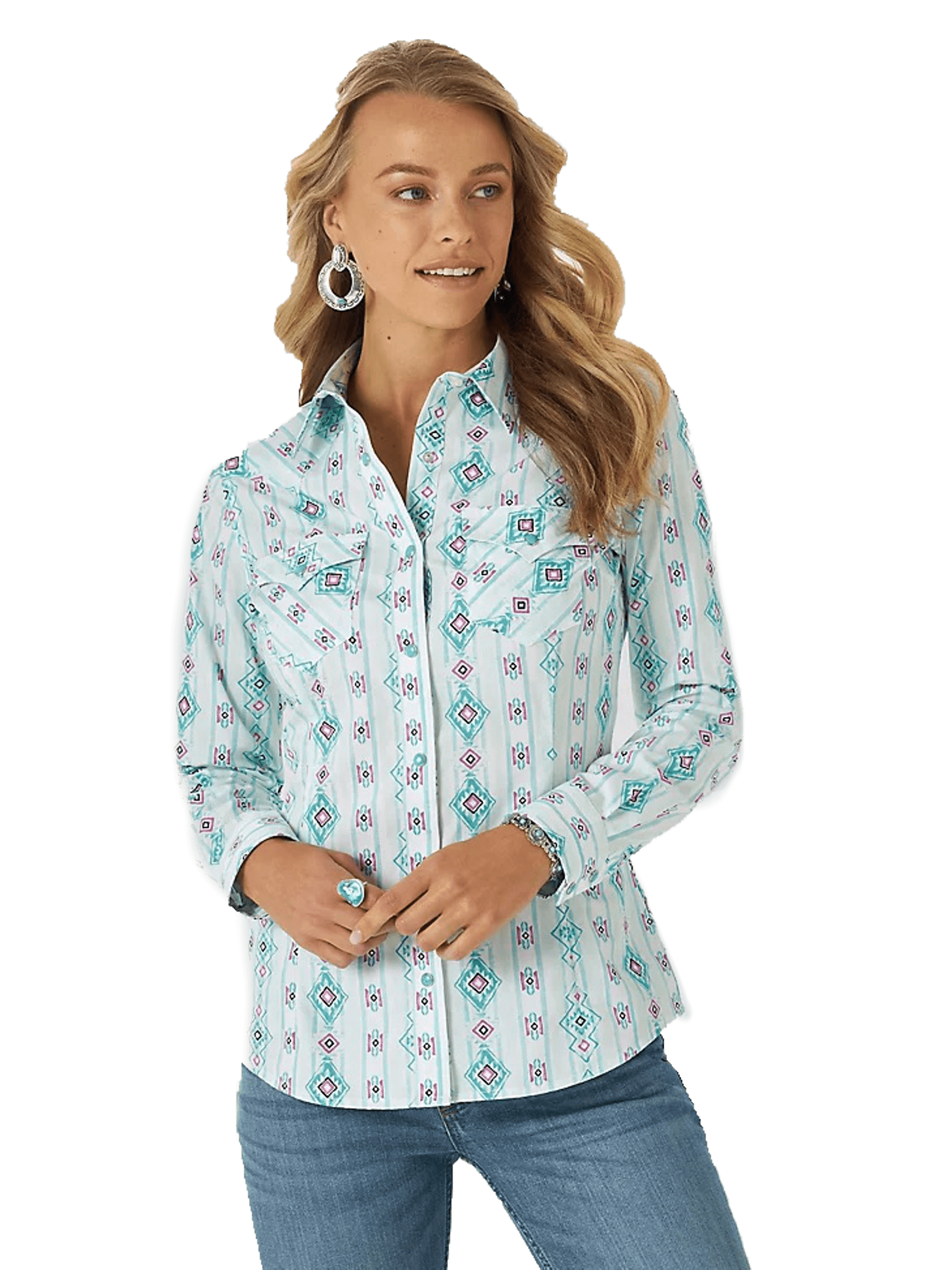 WRANGLER WOMEN Long White/Turquoise 112315062