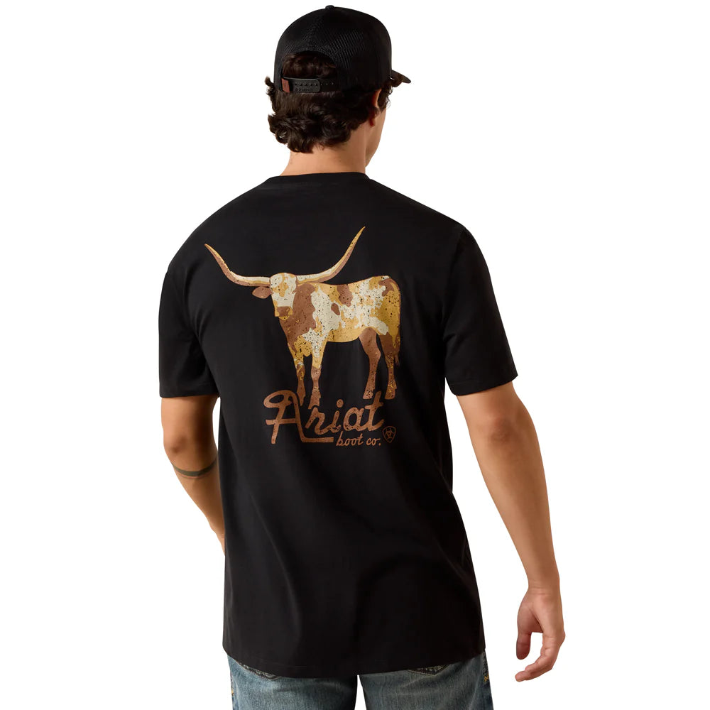 ARIAT MEN COWMOOFLAGE SS TSHRT BLACK 10073419
