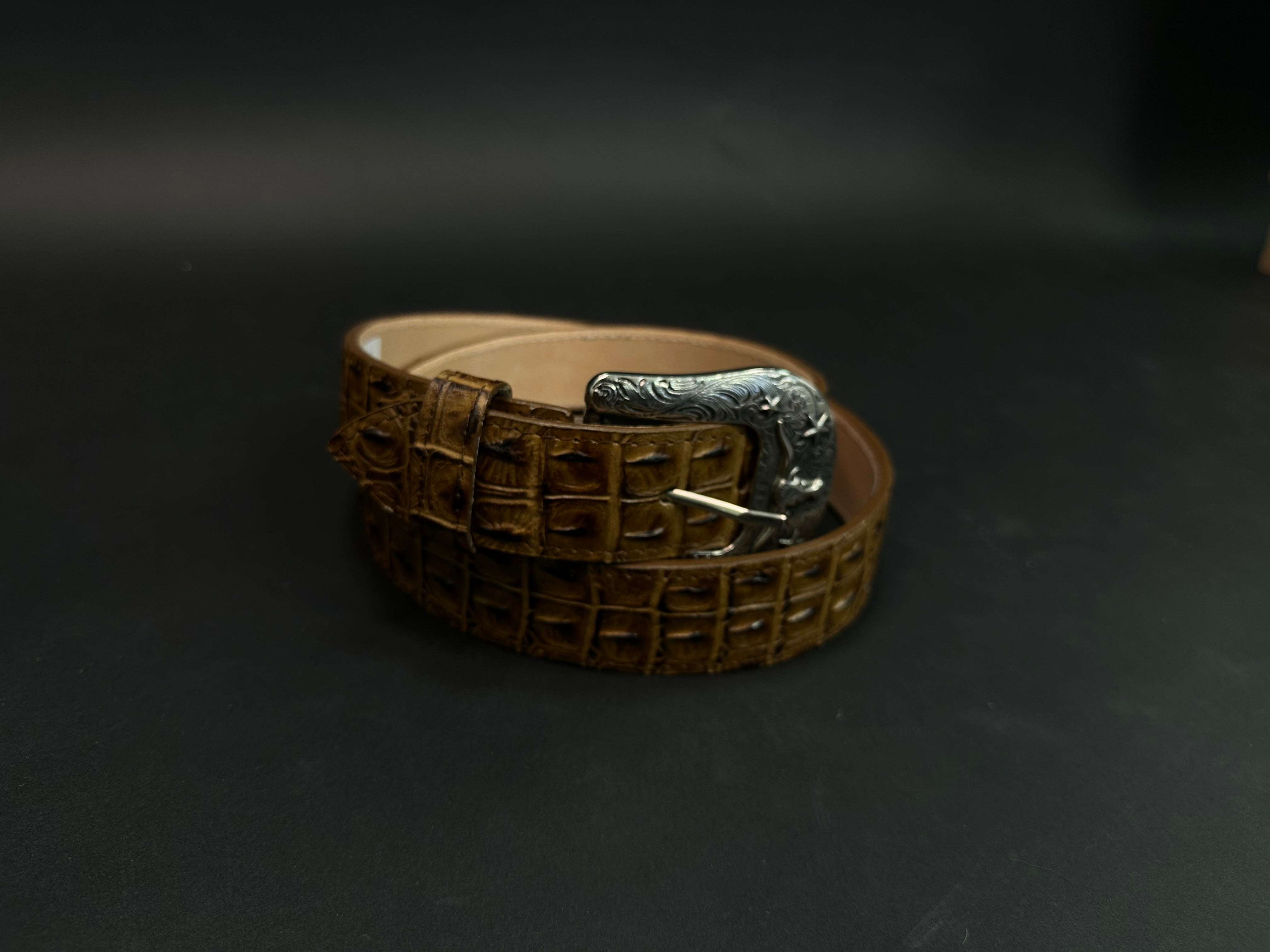 ROCKEM UNISEX CAIMAN SKIN DARK TAN BELT Laherradurawwnc.com