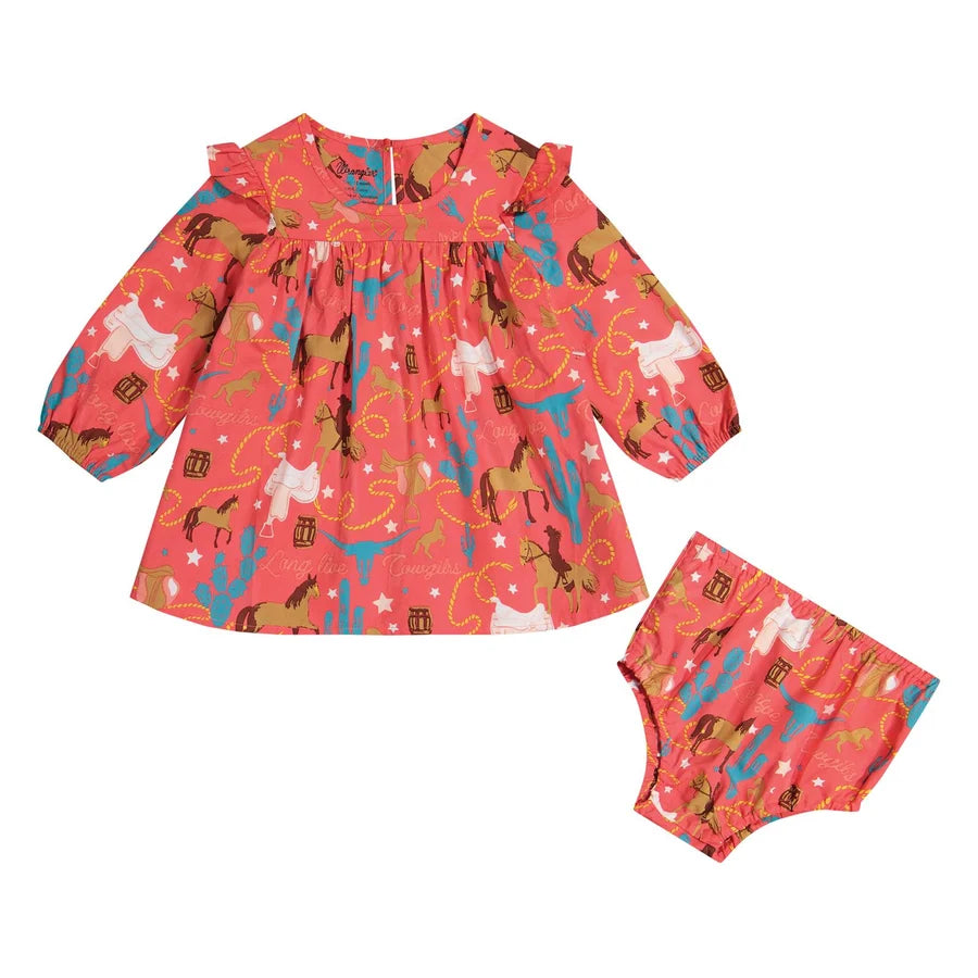 GIRL'S LONG SLEEVE WRANGLER DRESS WITH DIAPER COVER 112382713