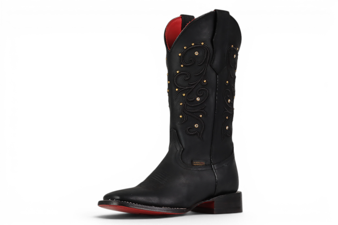 BOTAS DE MUJER LA HERRADURA EMILY NEGRO CRAZY PUNTA CUADRADA