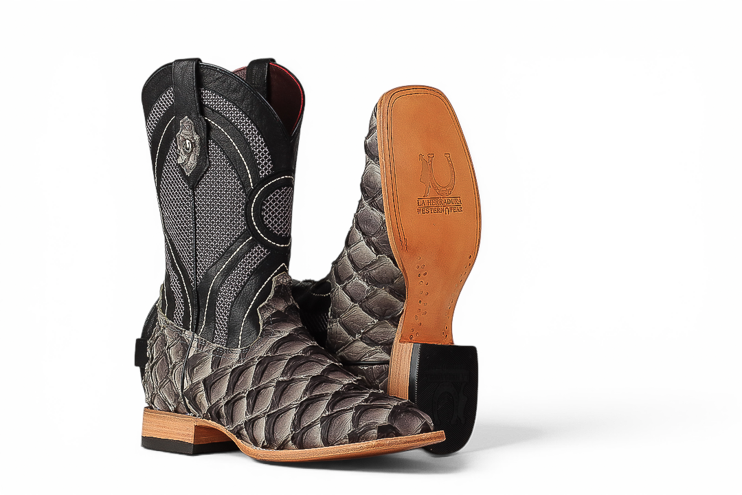LA HERRADURA LH008 MEN’S BOOTS EXOTIC-RANCHERA FISH MOCKING BIRD SQ TOE EE