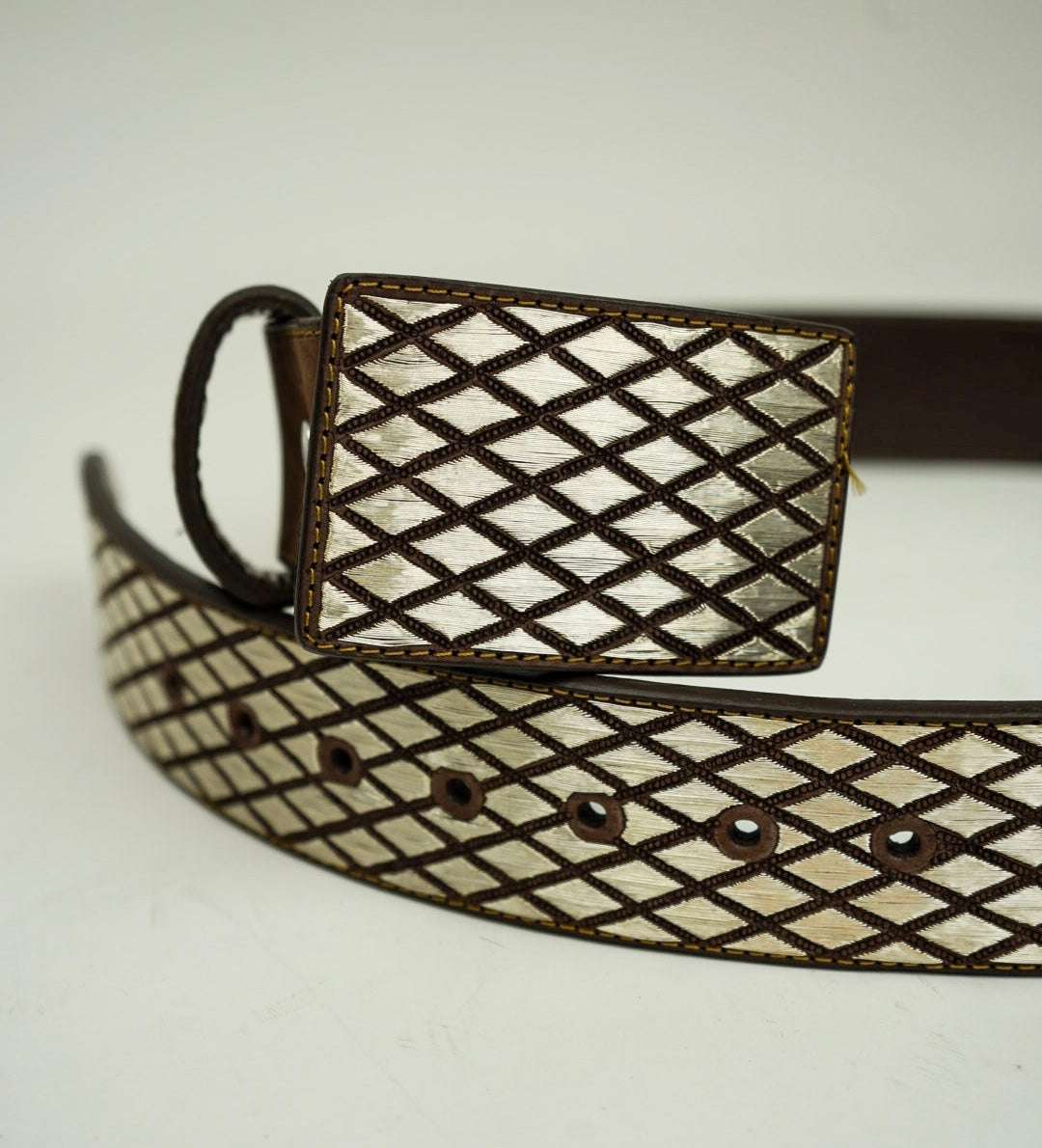 CINTO DE PLATA ROMBO LISO CHOCOLATE Laherradurawwnc.com