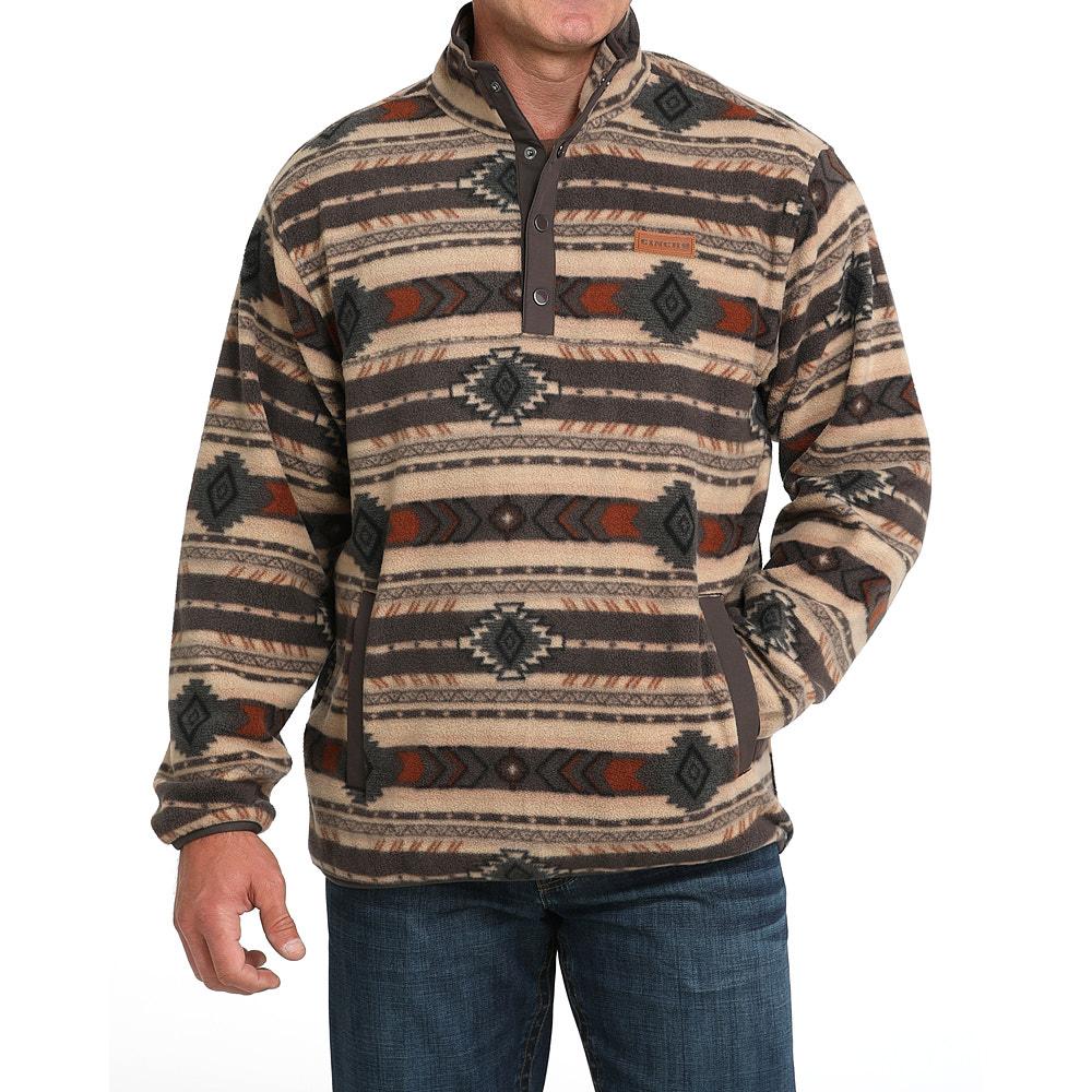 CINCH MENS JACKET POLAR FLEECE AZTEC-BROWN-MWK1514027