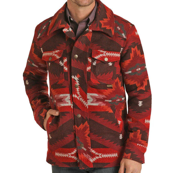POWDER RIVERS AZTEC JAKECT BLACK AND RED-#PRM092RZZC