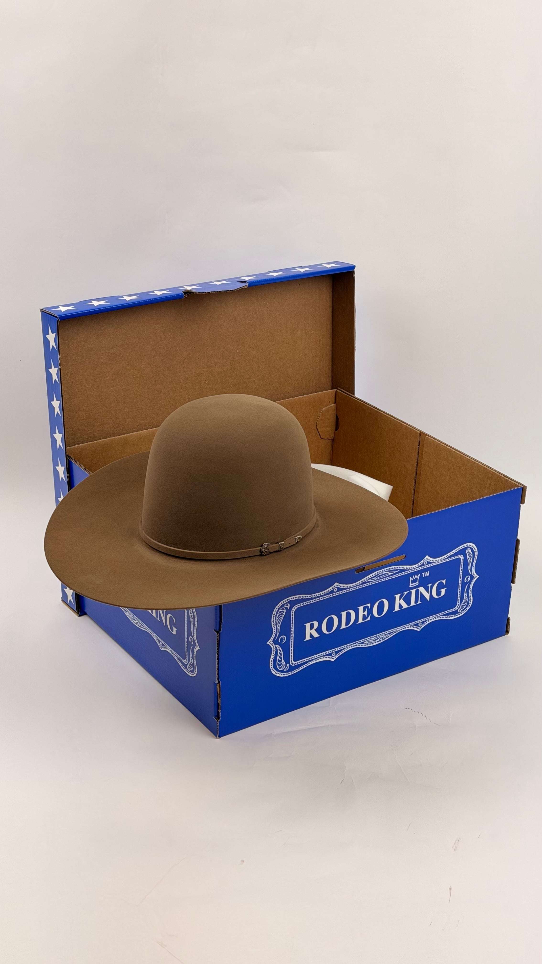 RODEO KING 100x TAN BELLY OPEN CROWN Laherradurawwnc.com