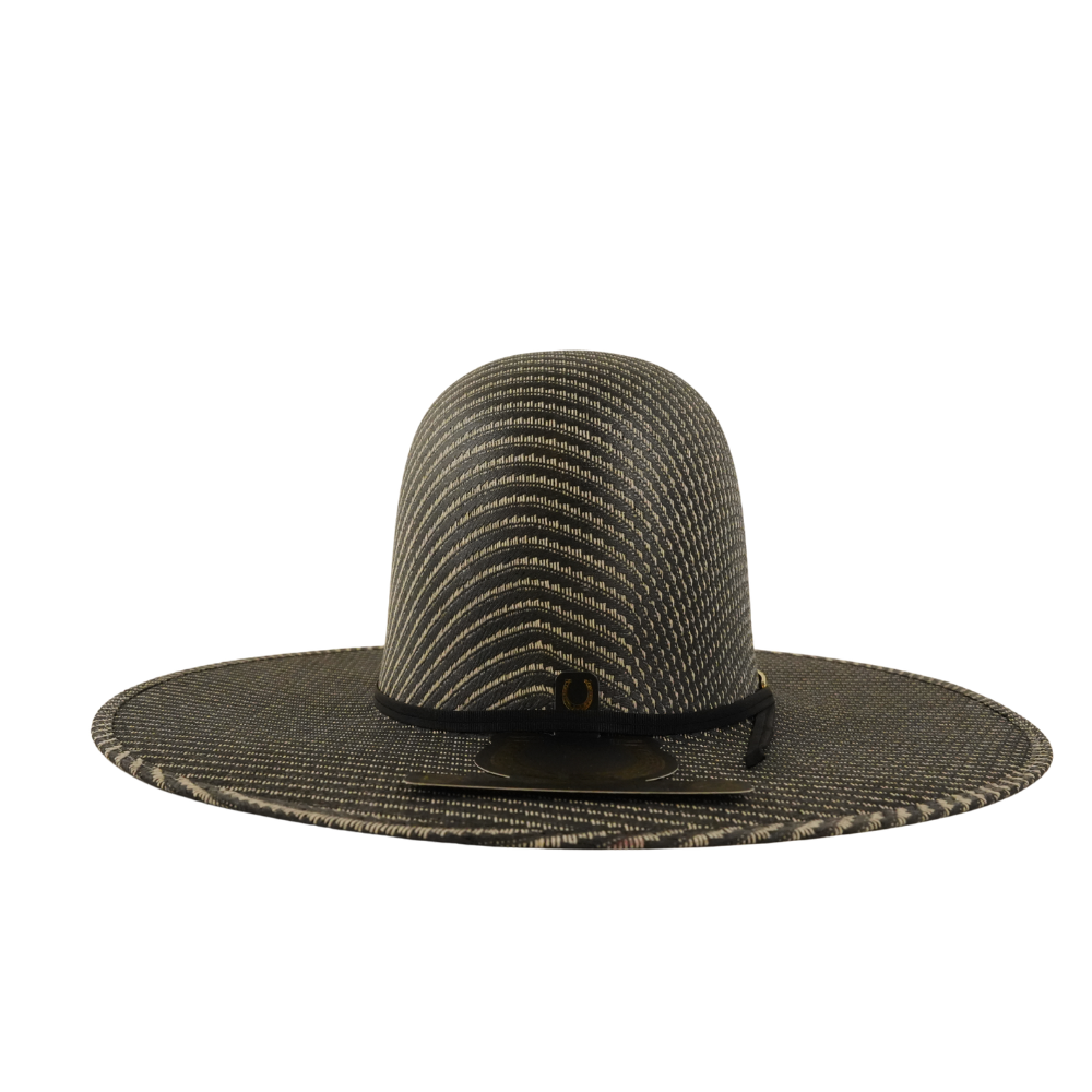HERRADURA STRAW HAT 100X TELAR SILVER BLACK OPEN CROWN