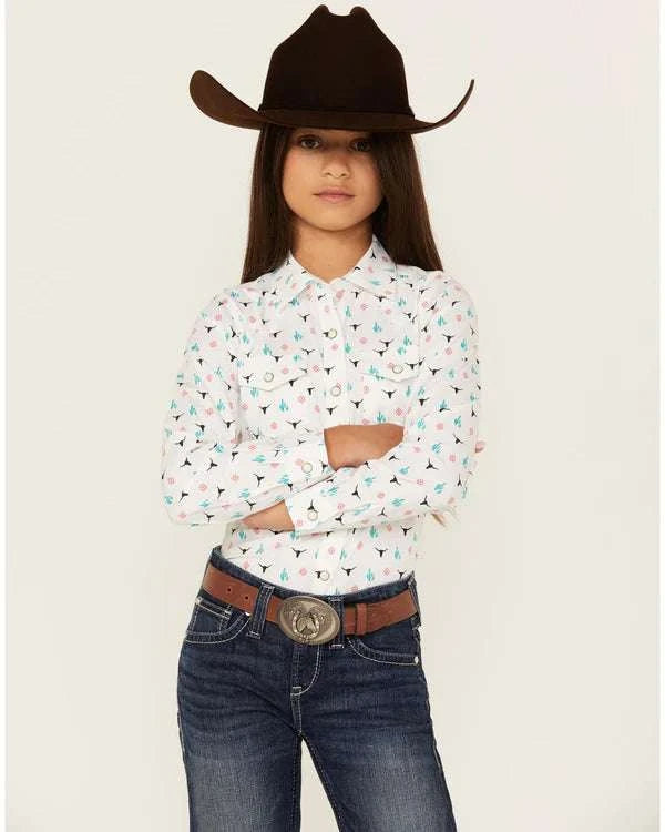 ARIAT KIDS SHIRT -GIRLS STEER GARDEN SNP LS 10048595 Laherradurawwnc.com