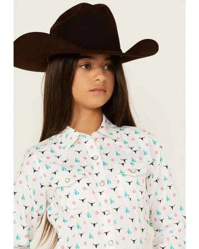 ARIAT KIDS SHIRT -GIRLS STEER GARDEN SNP LS 10048595 Laherradurawwnc.com