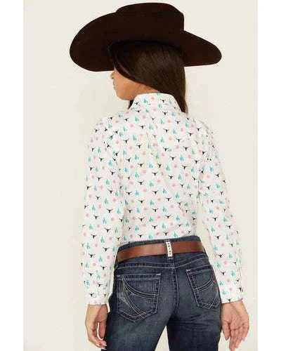 ARIAT KIDS SHIRT -GIRLS STEER GARDEN SNP LS 10048595 Laherradurawwnc.com