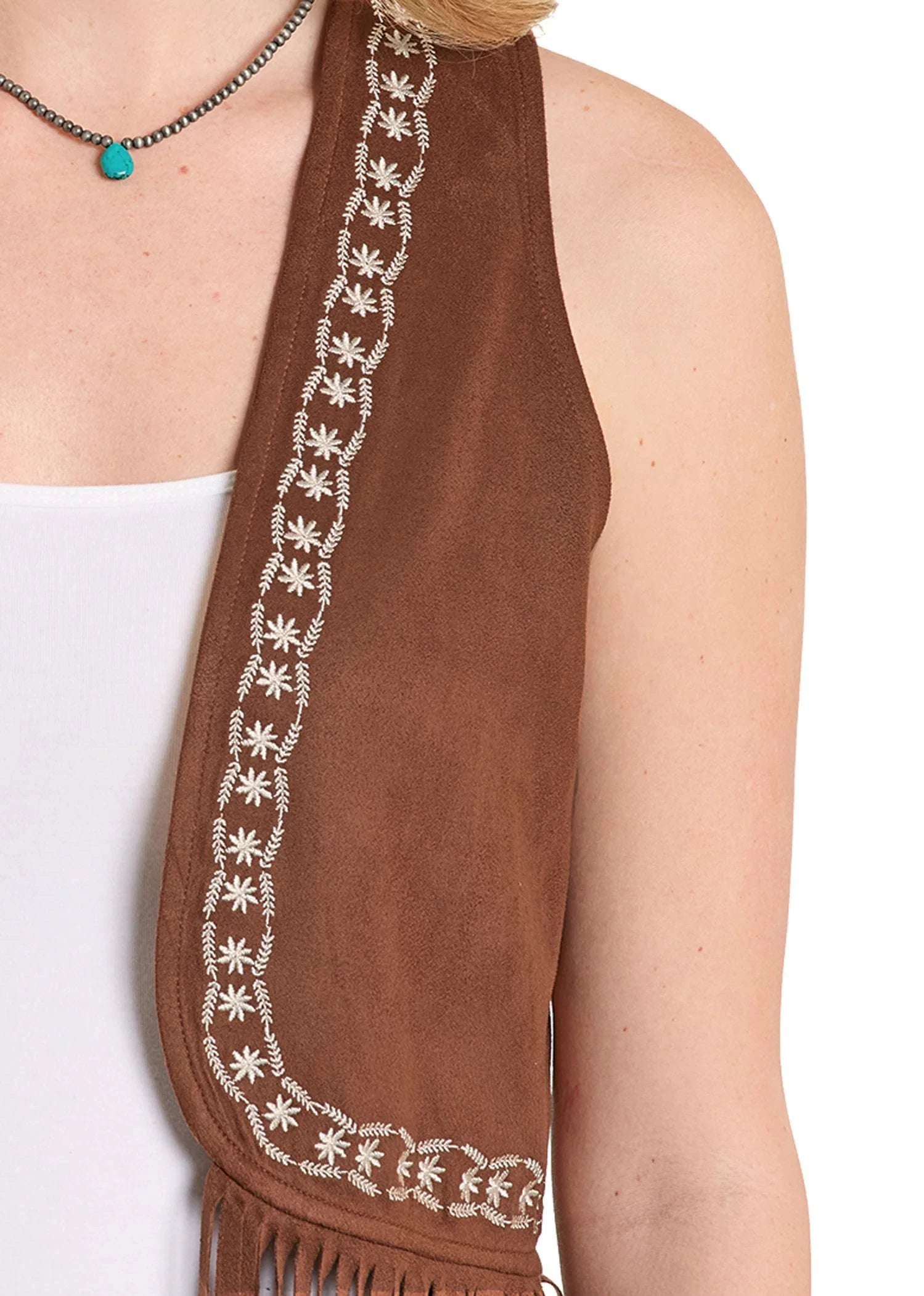 ROCK&ROLL EMBROIDERED FRINGE BROWN VEST -BW98C08110 Laherradurawwnc.com
