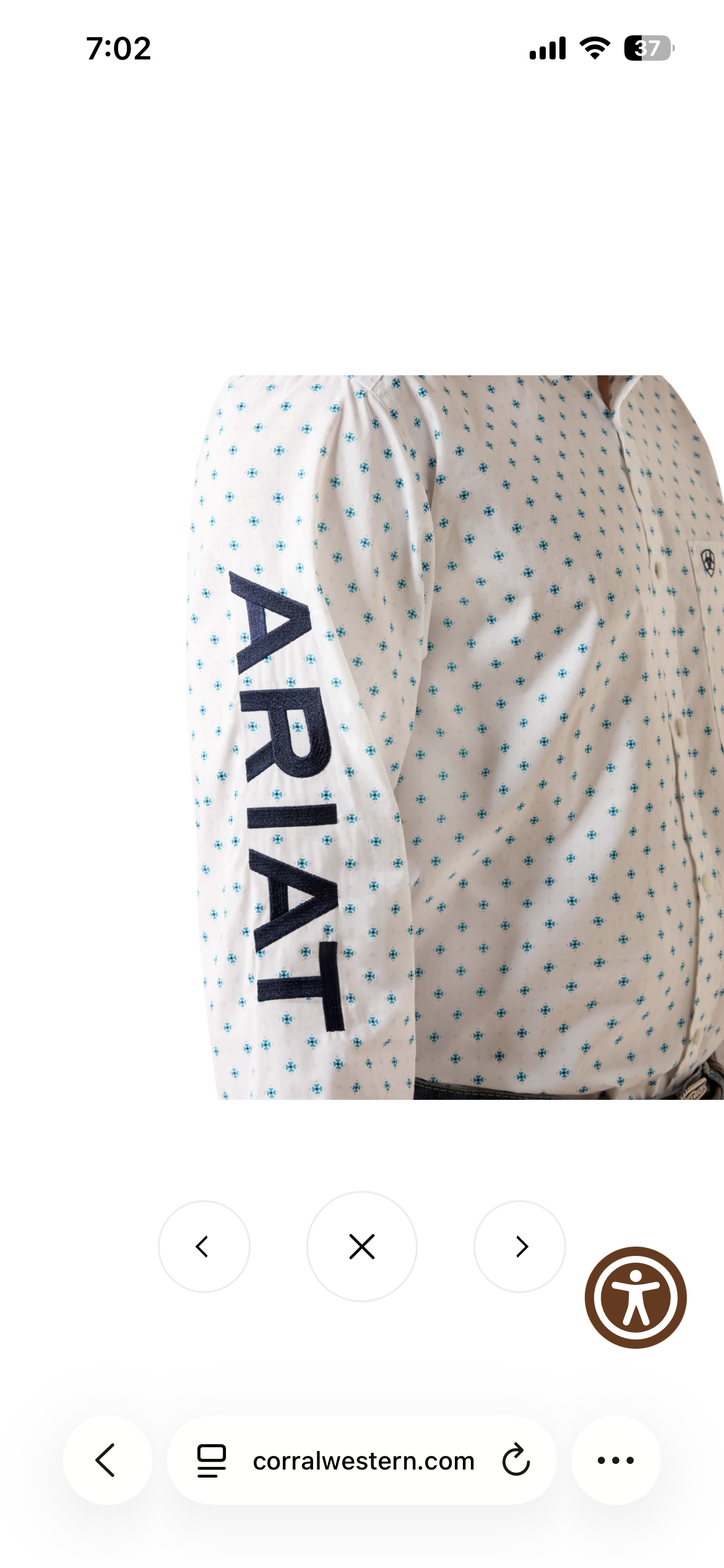 ARIAT MENS TEAM EMORY FTD LS SHRT WHITE MULTI GEO PRINT / MARITIME 10079415