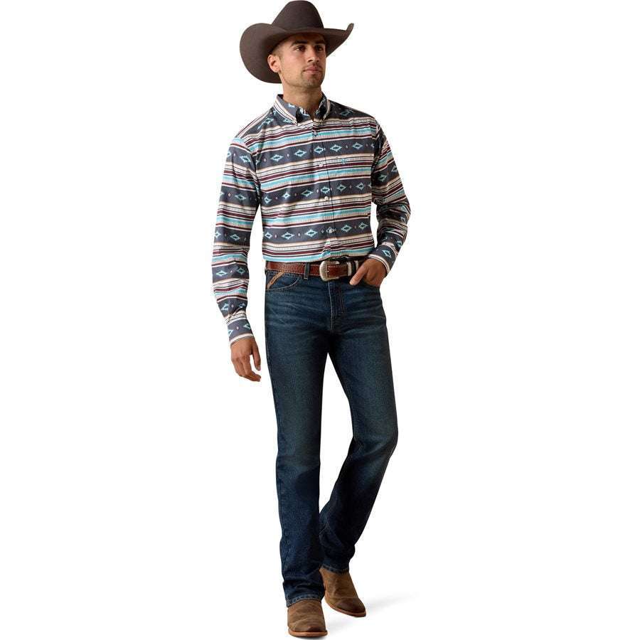 ARIAT MEN PLUTO FTD LS SHRT MAUI BLUE STRIPE 10071597 Laherradurawwnc.com