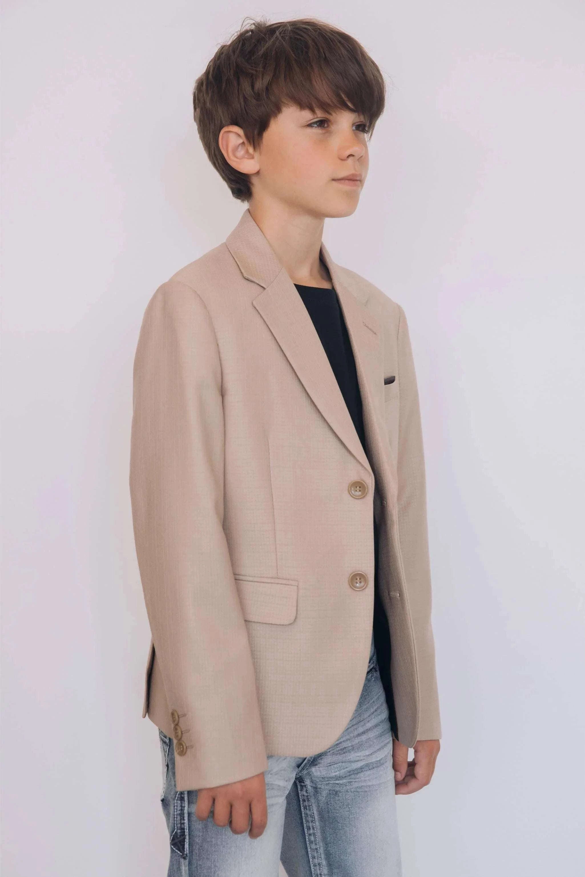 Boys platini Faux suede western Beige BLAZER-BLK10532 Laherradurawwnc.com