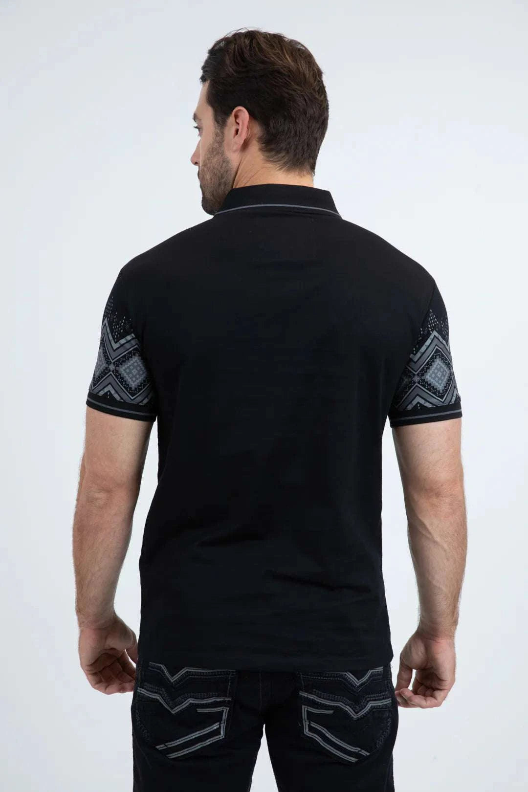 PLATINI MENS MODERN FIT STRETCH COTTON BLACK POLO JPS11167 Laherradurawwnc.com