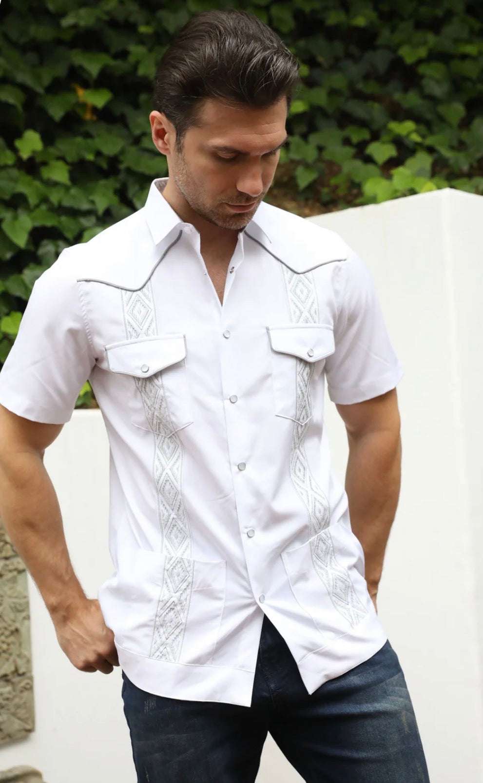 PLATINI MENS SHIRT SHORT SLEEVE WHITE GUS9340 Laherradurawwnc.com