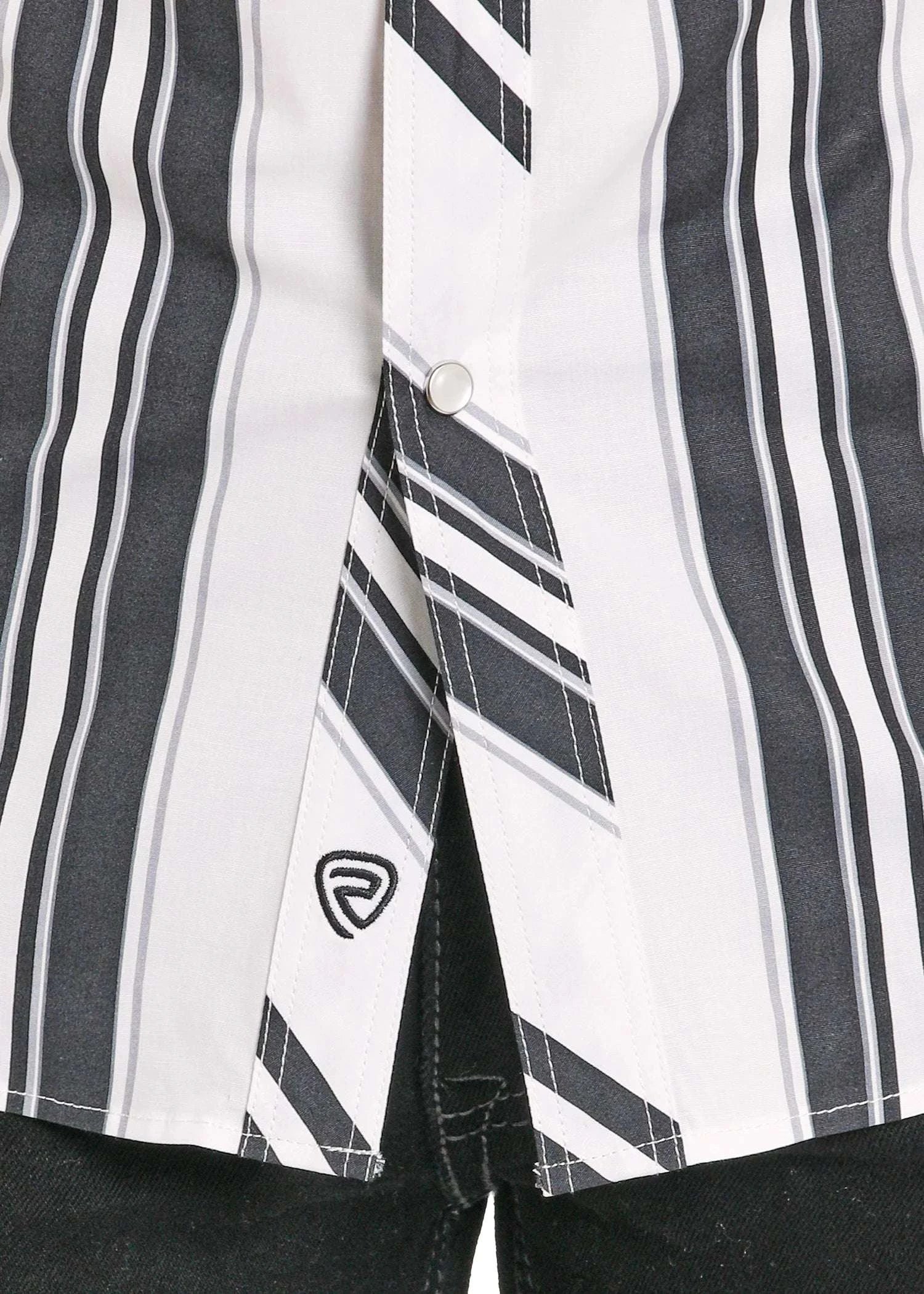 ROCK&ROLL SHORT SLEEVE BLACK VINTAGE STRIPE PRINTED SNAP BMN3S08303 Laherradurawwnc.com