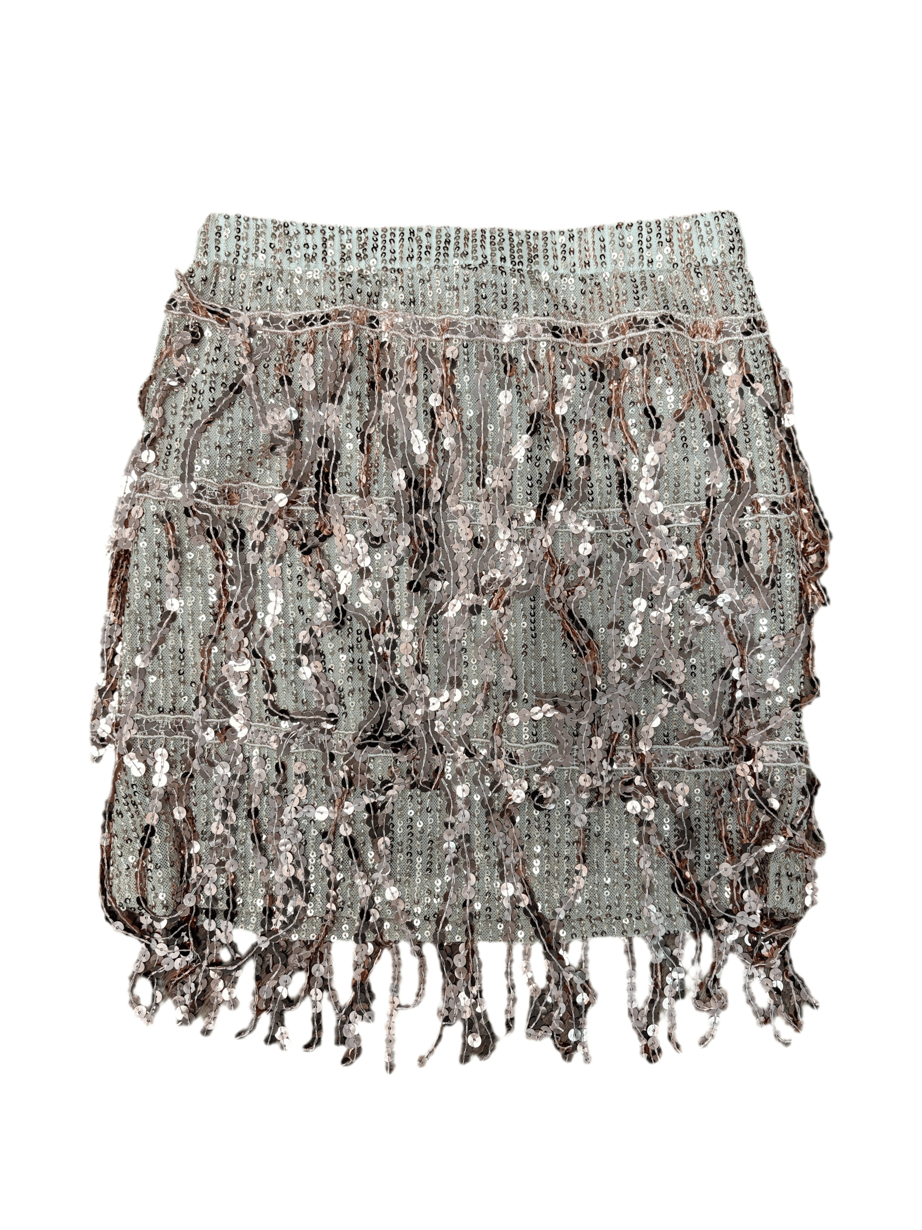 LUCKY & BLESSED HOT GOLD/ROSE SEQUIN FRINGE SKIRT Laherradurawwnc.com