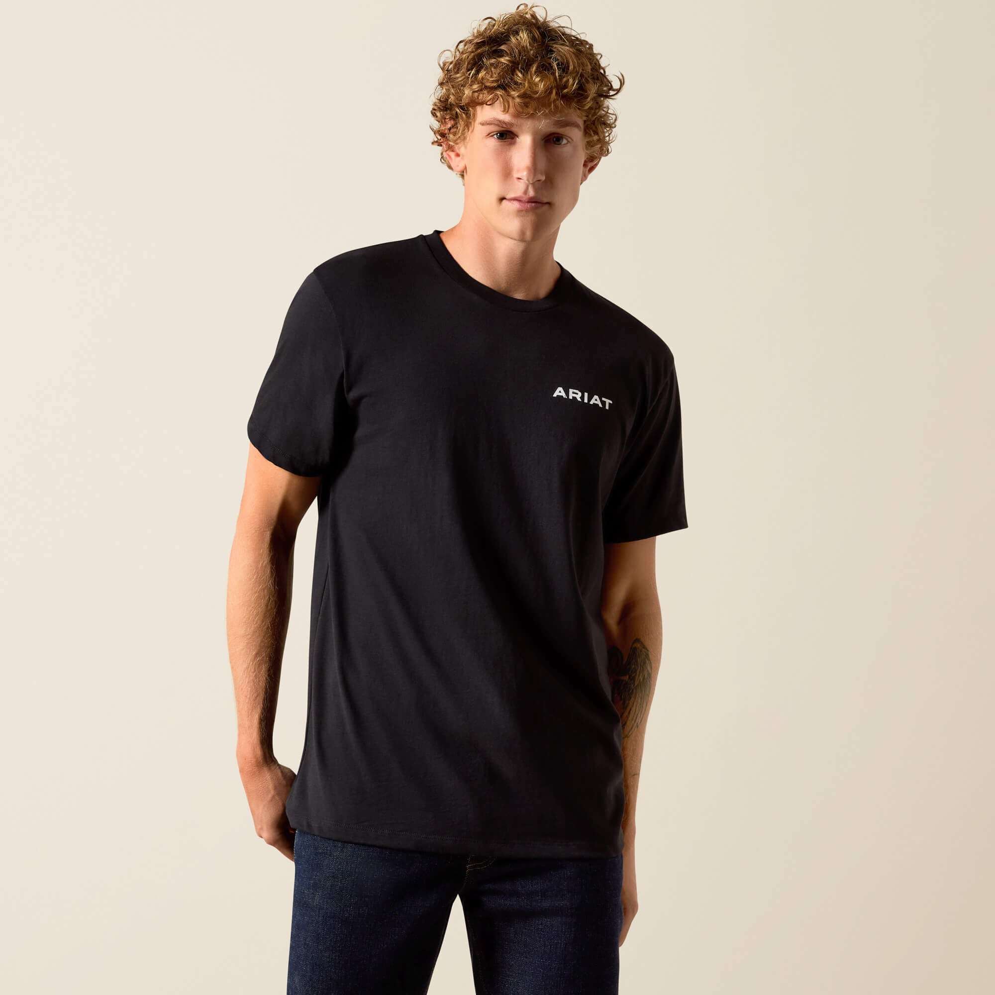 ARIAT MEN T-SHIRT STIPPLE STEER SS BLACK - 10058431 Laherradurawwnc.com