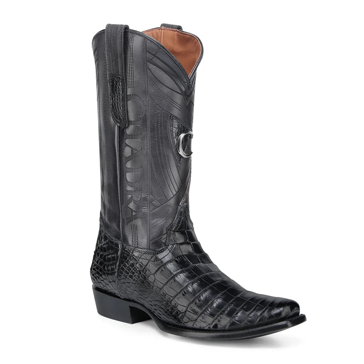 CUADRA BOOTS ALLIGATOR LOMO BELLY NEGRO SKIN SEMI SQUARE TOE CC269