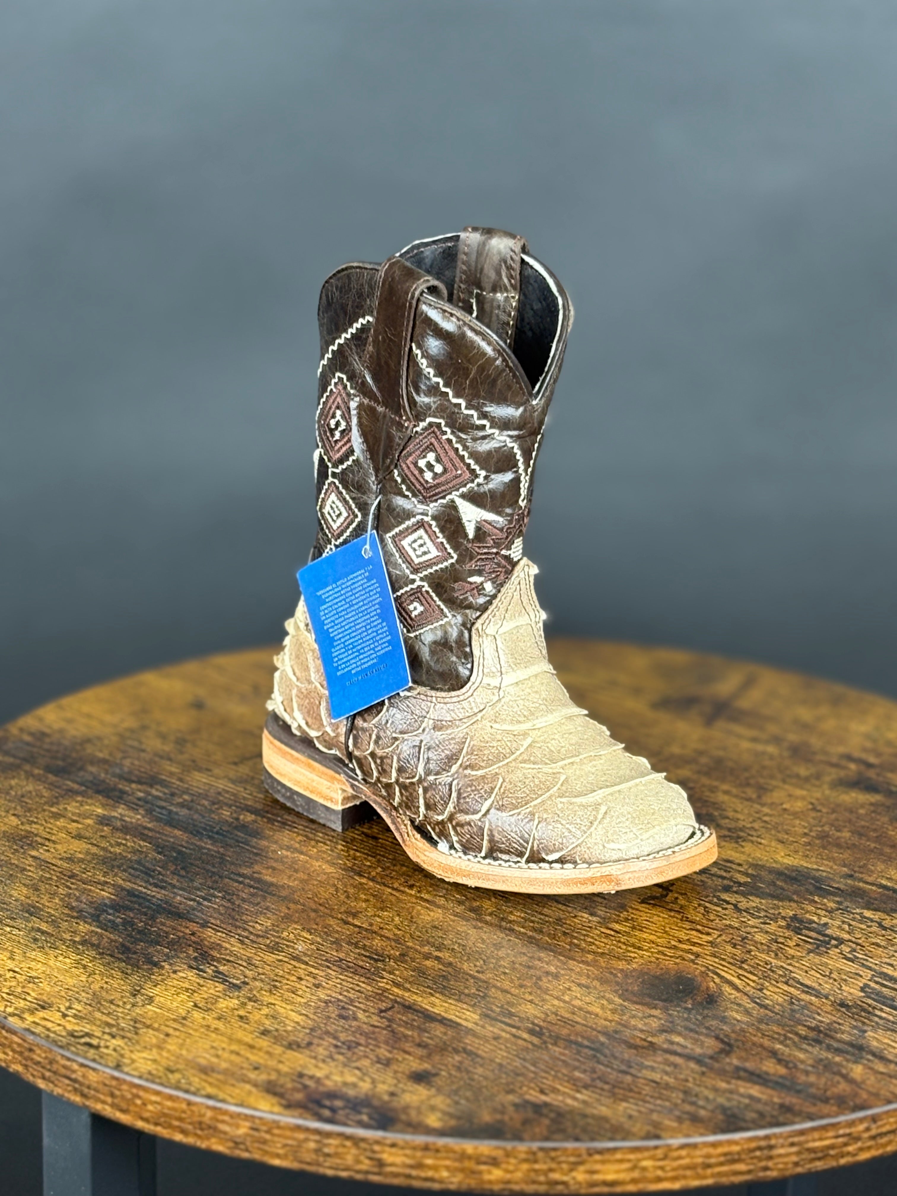 ROCKEM KIDS BROWN SOMBREADO PYTHON AZTEC TUBE SQ. TOE