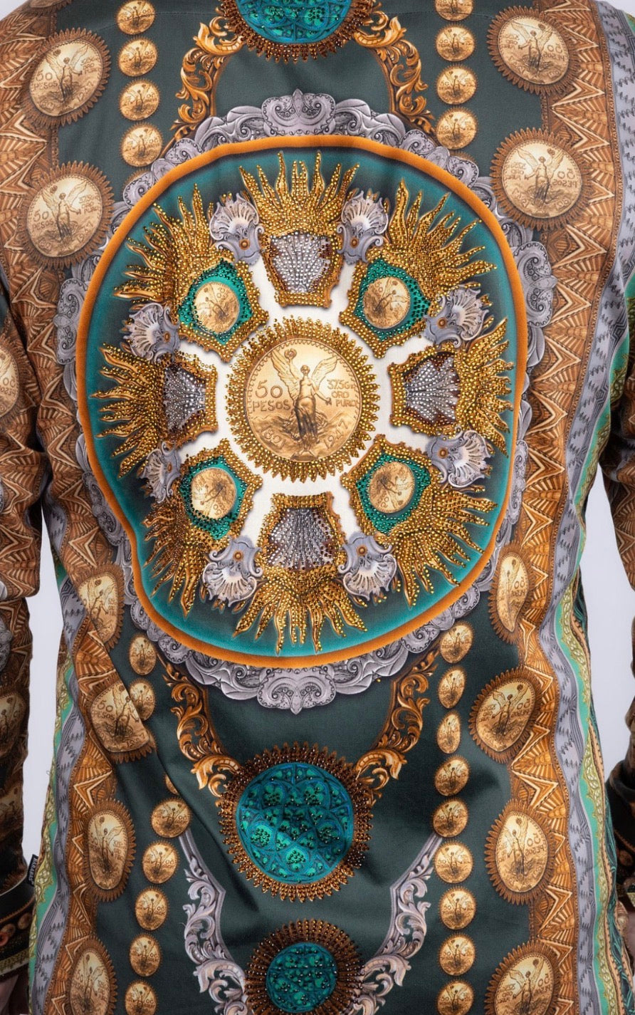 CAMISA DE MANGA LARGA CON PEDRERÍA PARA HOMBRE BARABAS VERDE 5SPR09