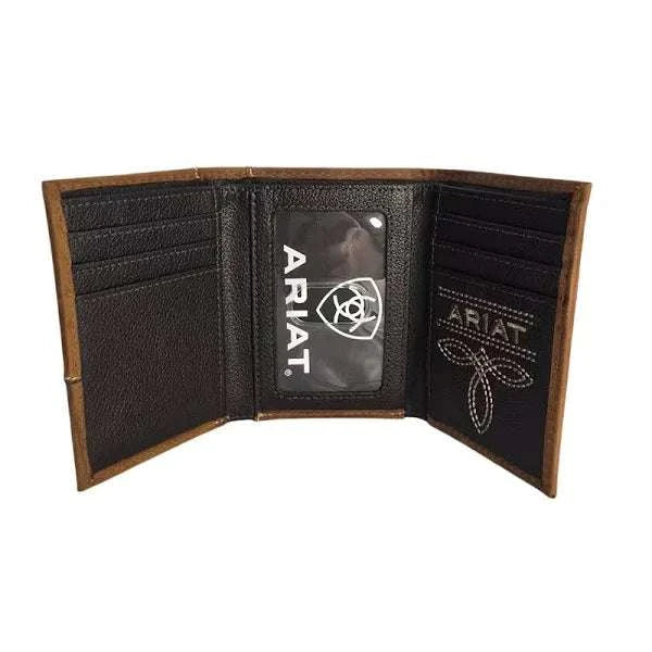ARIAT MENS BROWN TRIFOLD WALLET- A3555744 Laherradurawwnc.com