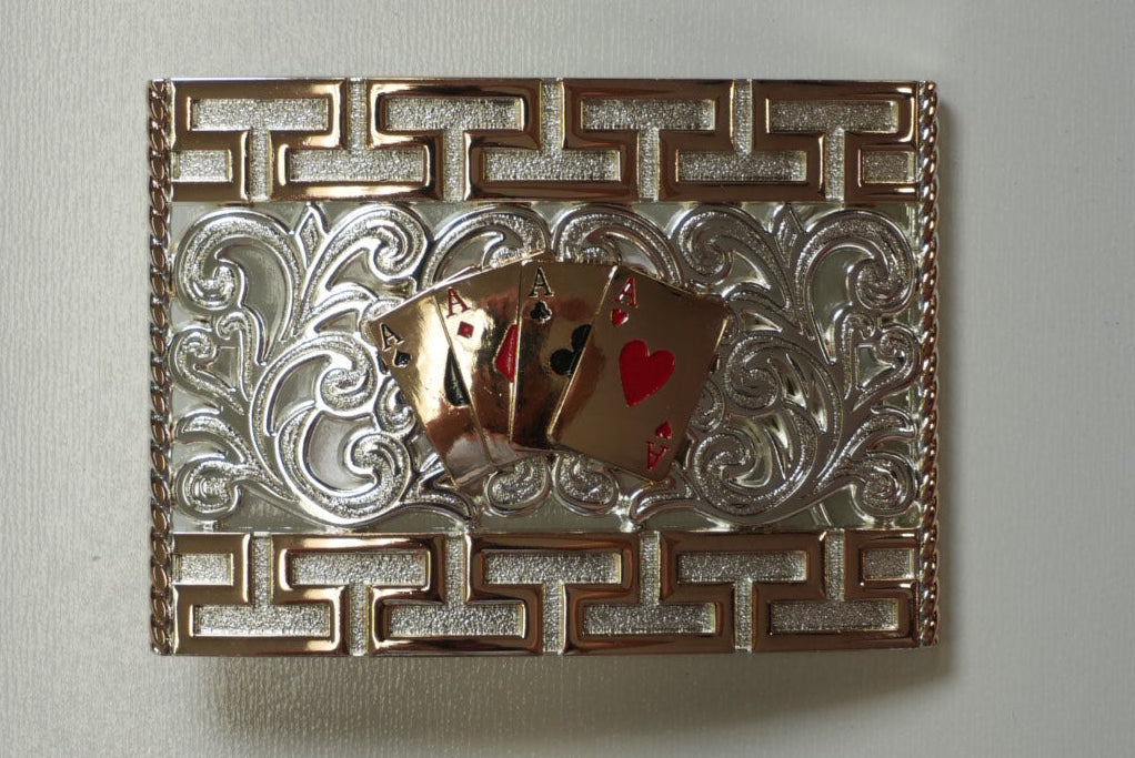 SILVER & GOLD ACES SQUARE BUCKLE