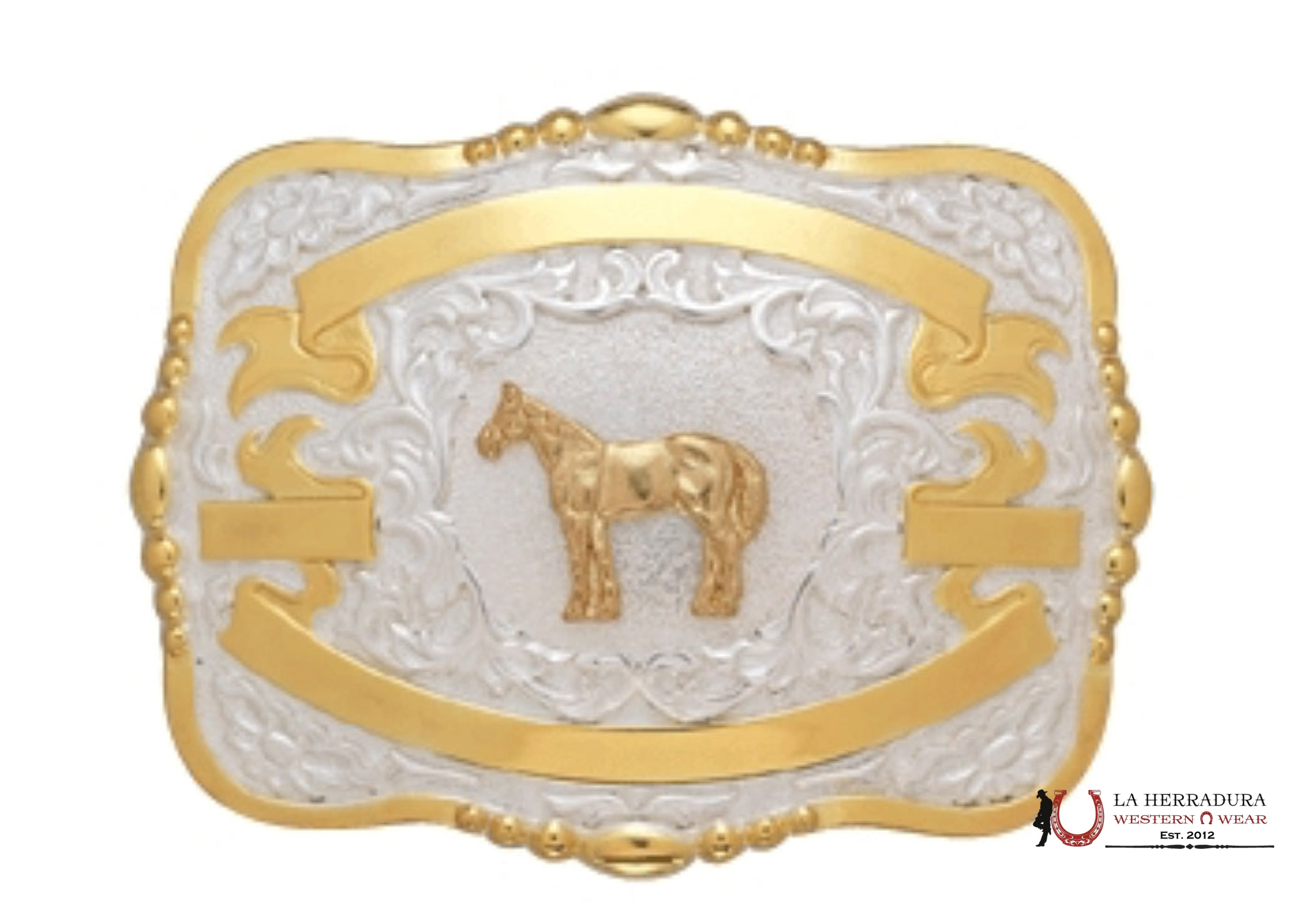 38444 Trophy Buckle Standing Horse 4 Ribbons ACCESORIOS