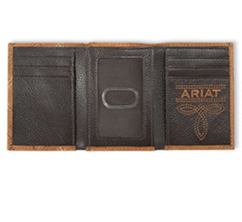 ARIAT MEN WALET TRIFOLD CROSS STITCH PATCH WALLET A3563044 Laherradurawwnc.com