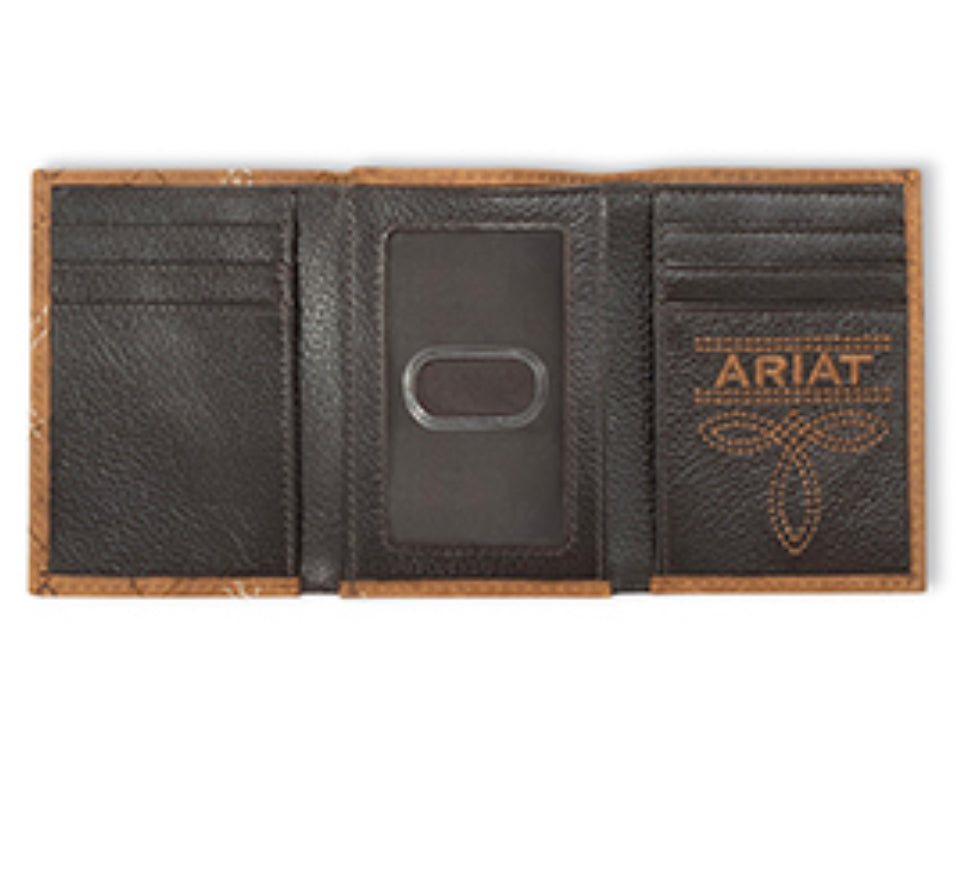 ARIAT MEN WALET TRIFOLD CROSS STITCH PATCH WALLET A3563044