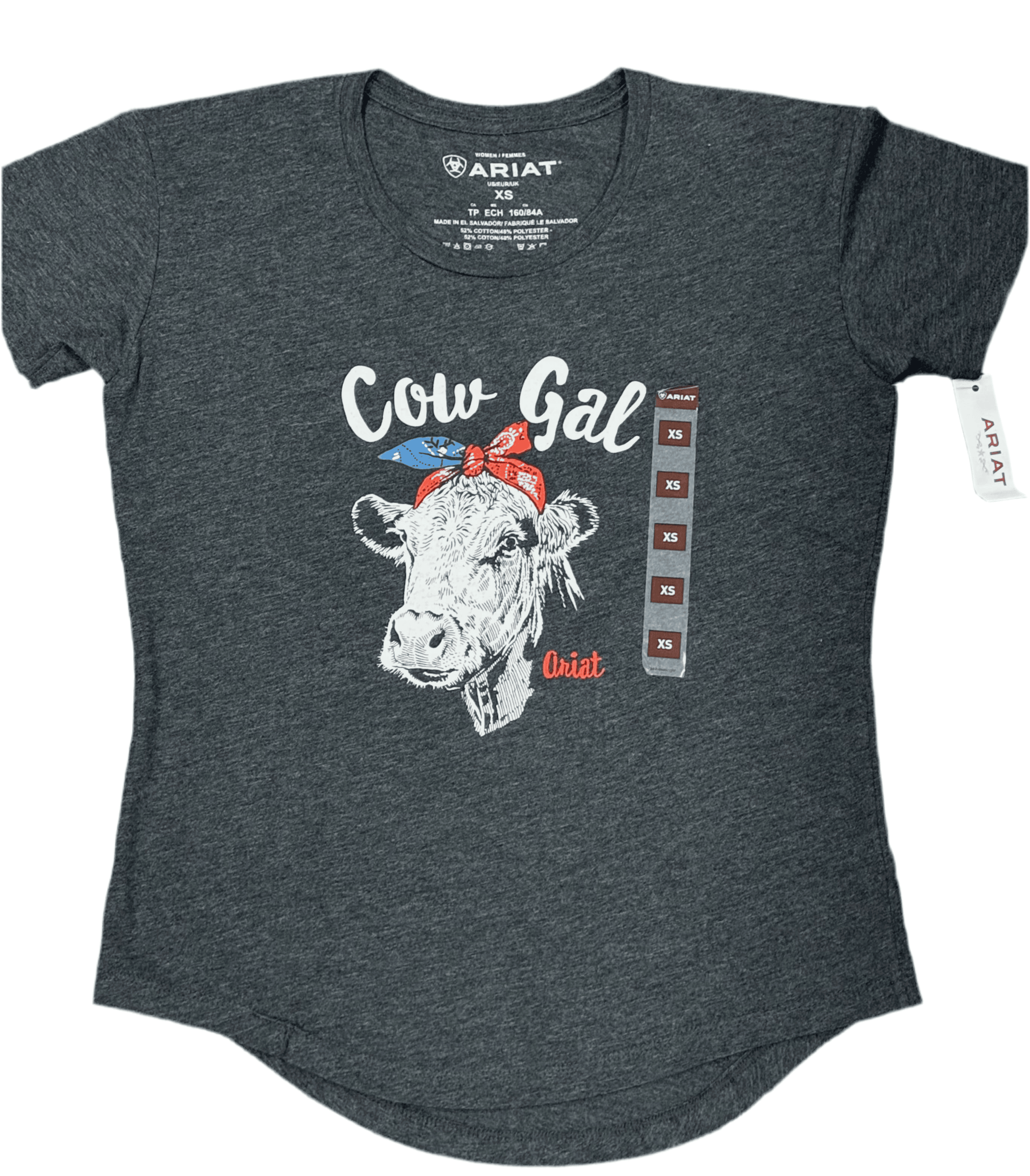 ARIAT WOMEN T-SHIRT SHORT SLEEVE COW GIRL CHARCOAL HEATHER 10042716 Laherradurawwnc.com