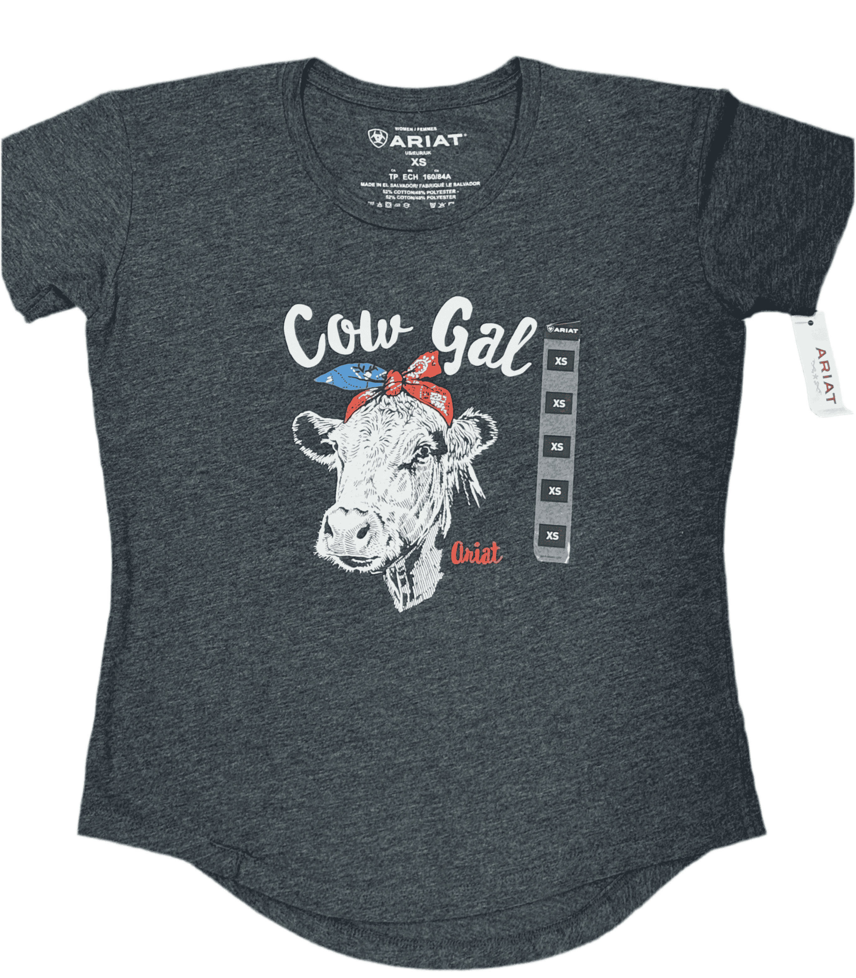 ARIAT WOMEN T-SHIRT SHORT SLEEVE COW GIRL CHARCOAL HEATHER 10042716 Laherradurawwnc.com