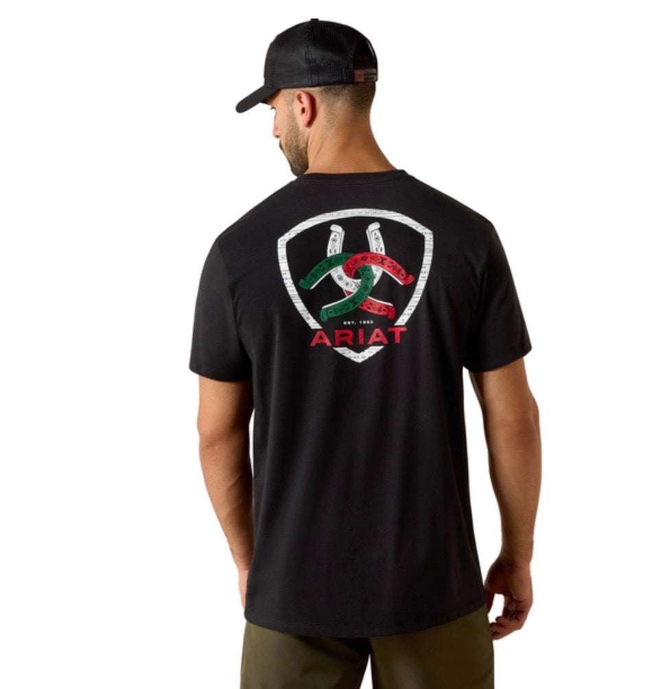 ARIAT MEN T-SHIRT TRES HERRADURAS SS BLACK 10054357 Laherradurawwnc.com