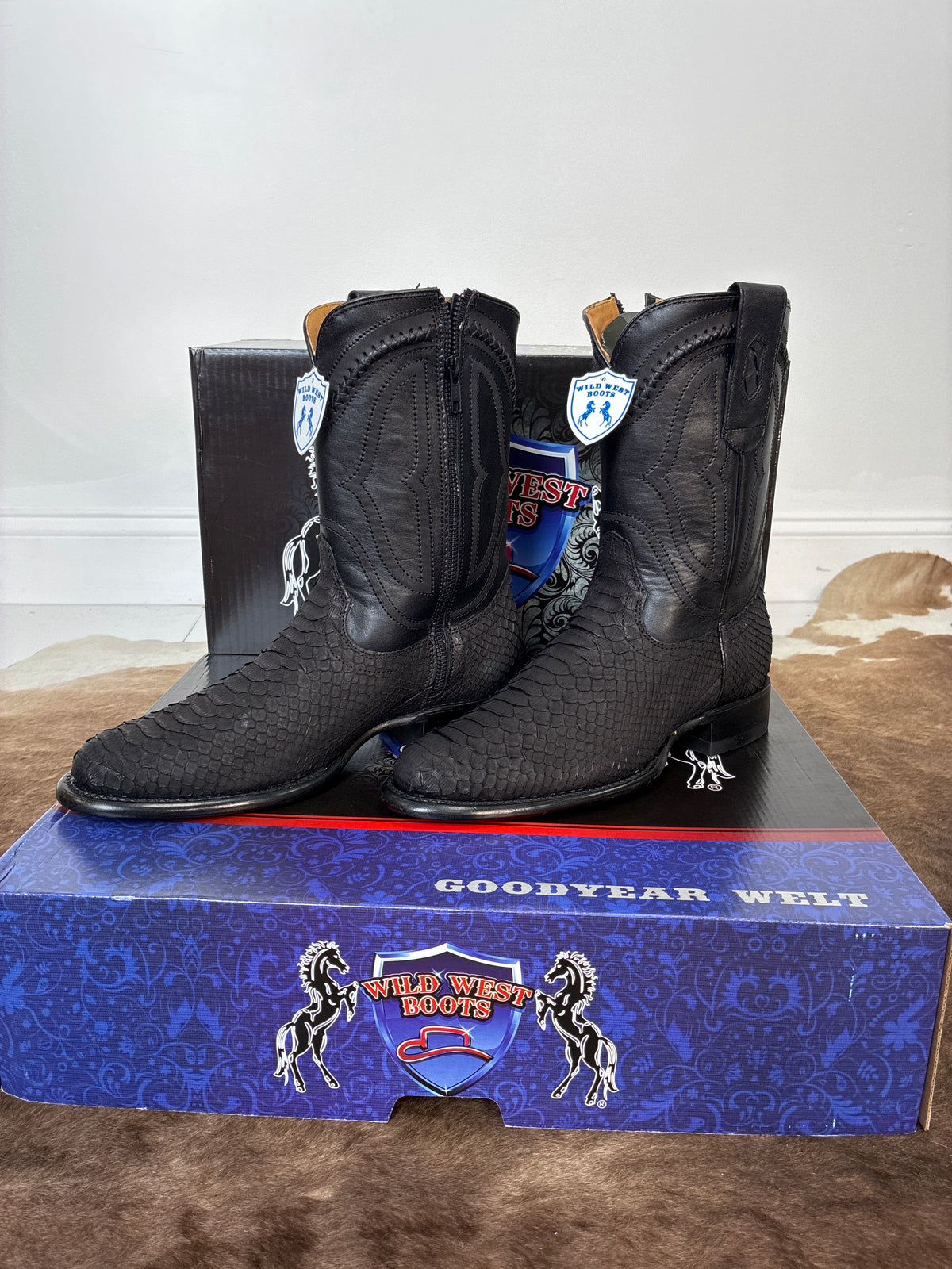 WILD WEST ROPER BOOT PYTHON NOBUCK BLACK 2691ZN5707