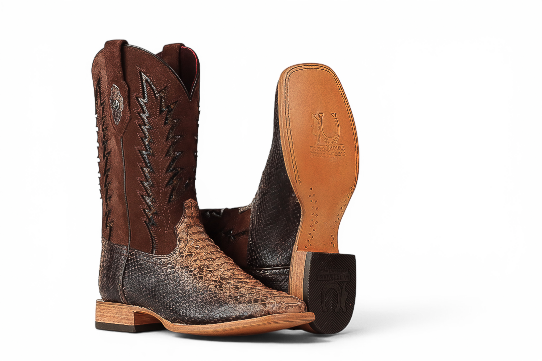 LA HERRADURA LH010 MEN’S BOOTS EXOTIC-RANCHERA PYTHON ANTIQUE TWO TONE SQ TOE EE