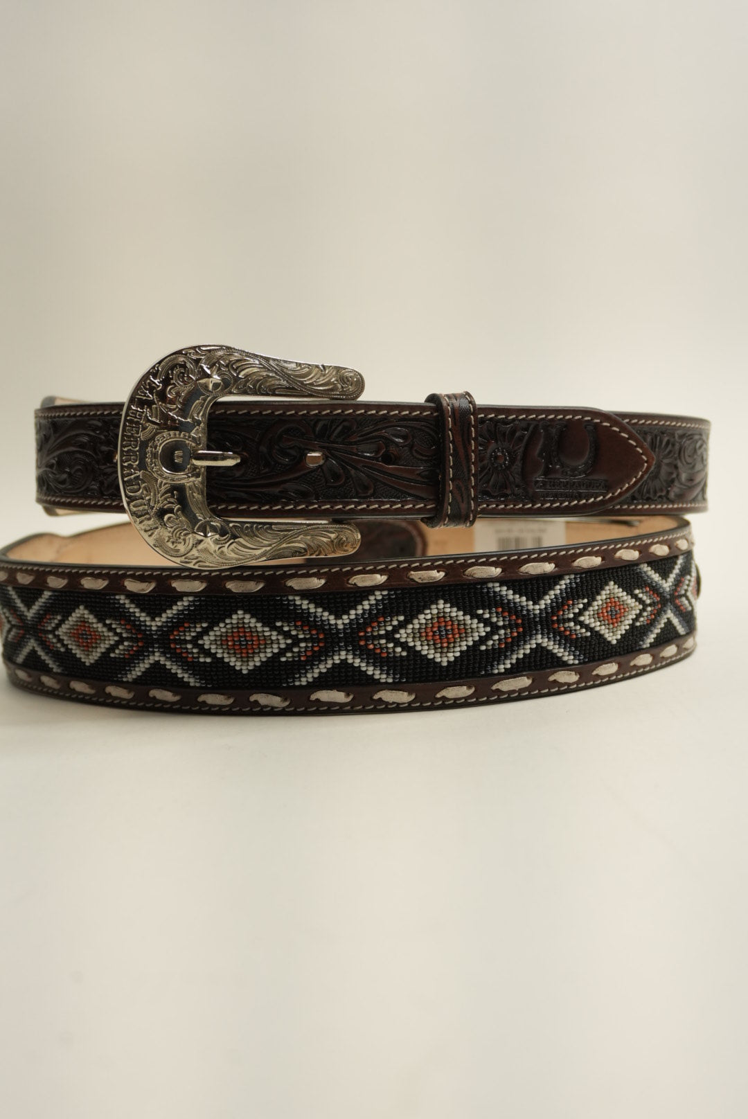 LA HERRADURA BELT AZTEC BROWN/ NAVY BLUE WITH ORANGE NEW DESIGN